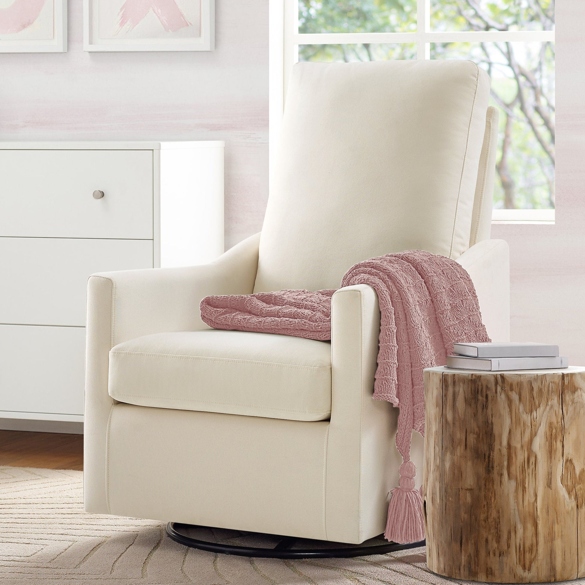 Andie Nursery Glider Swivel Chair - Stain Resistant LiveSmart Fabric - Comfortable Rocking Chair for Breastfeeding & Baby Nursery - Perfect for Nursing, Reading & Relaxing with Your Newborn