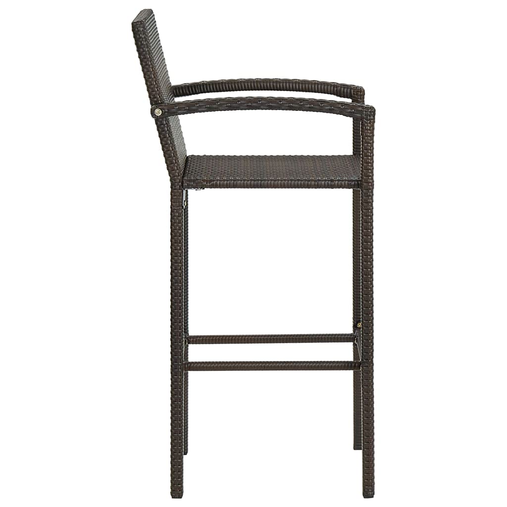 5-Piece Brown Poly Rattan Patio Furniture Set - Outdoor Garden Table & Chairs with Bar Stools - All-Weather Wicker Dining Set for Backyard, Deck, Poolside or Balcony