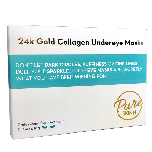 24K Gold Collagen Eye Masks (5 Pairs) - Anti-Aging & Hydrating Under Eye Patches for Dark Circles & Puffiness - Perfect for Spa Night, Travel & Self-Care Routine