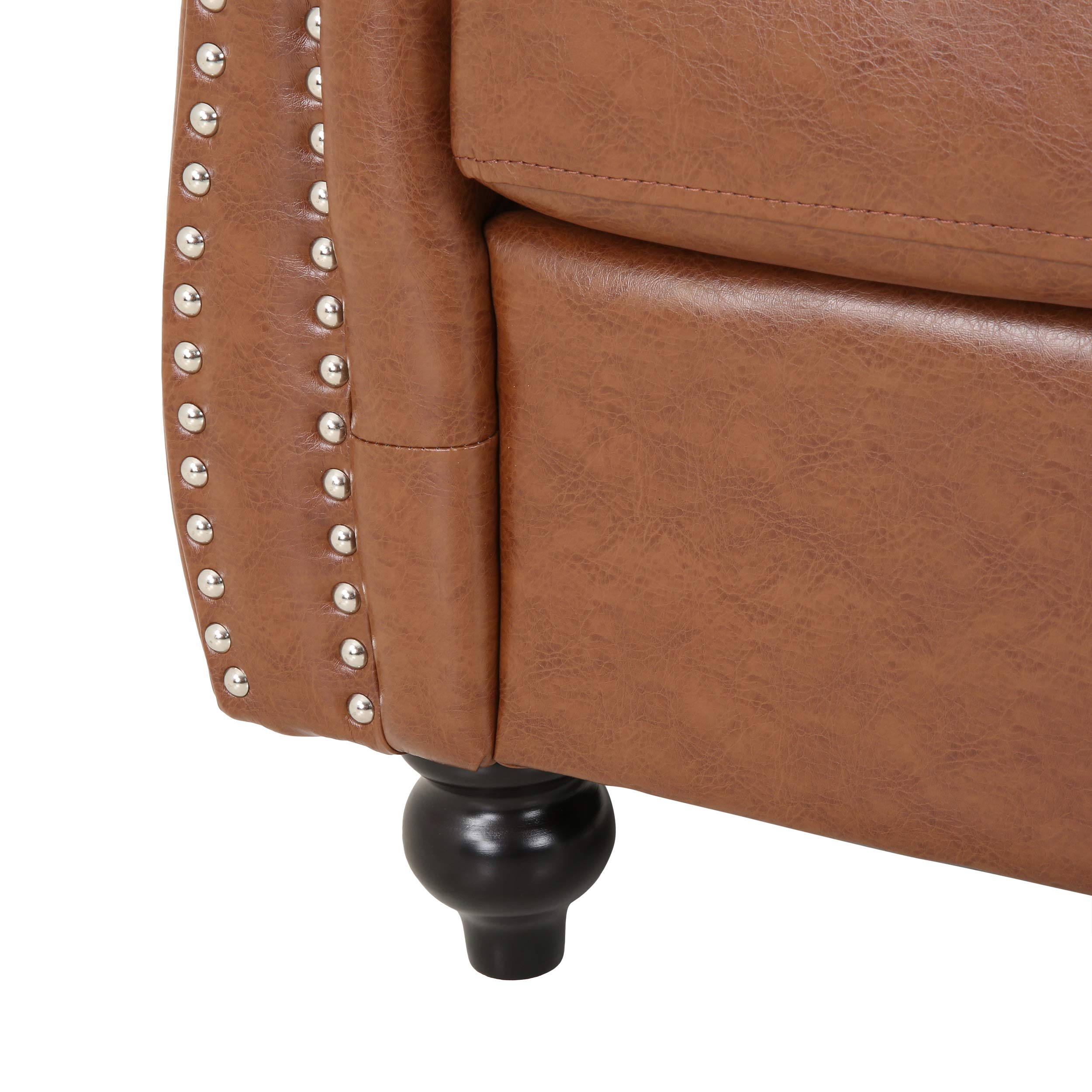 Christopher Knight Home Stephanie Traditional Chesterfield 3-Piece Living Room Set in Cognac & Dark Brown - Perfect for Classic Living Rooms, Offices & Cozy Home Decor