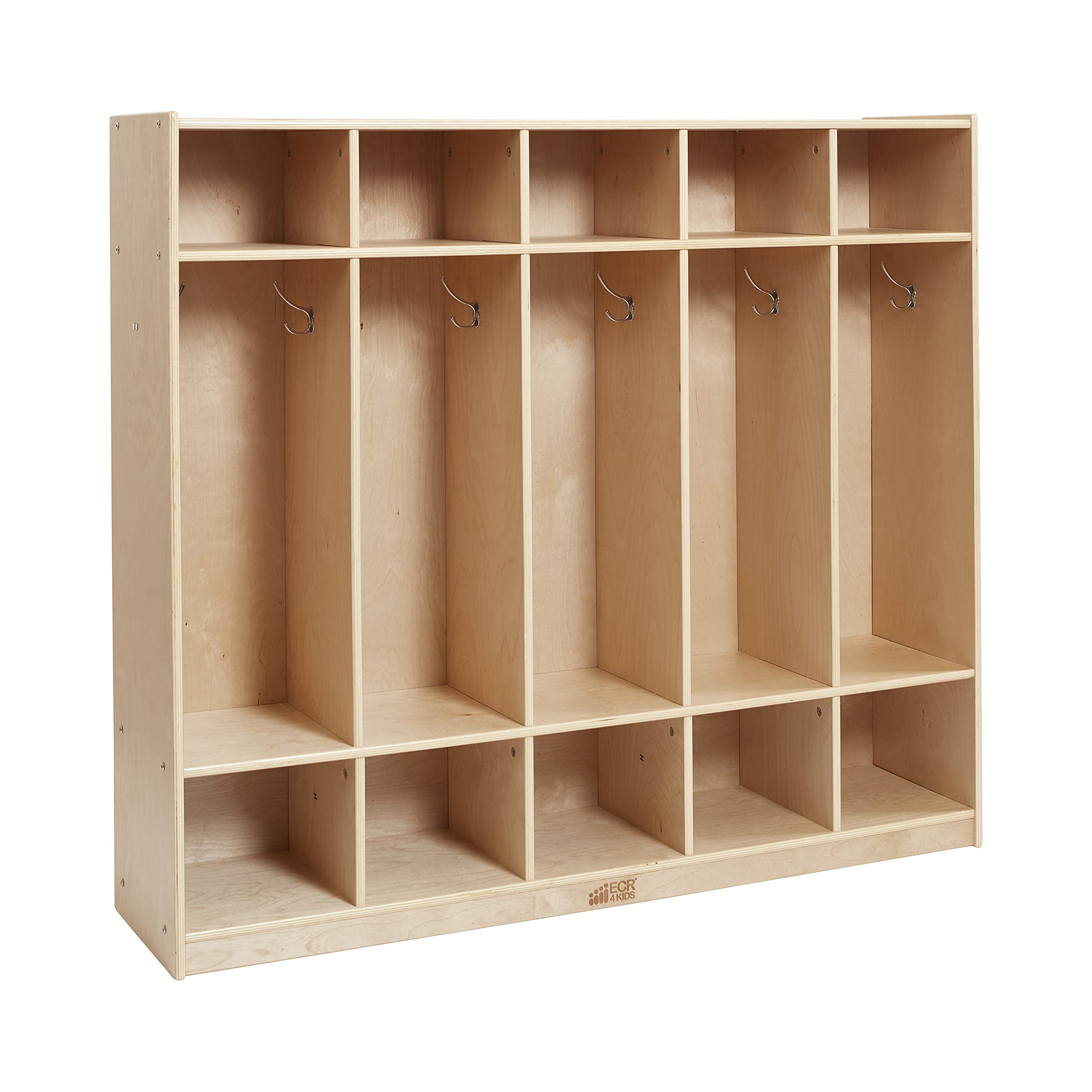 ECR4Kids 5-Section Straight Coat Locker - Natural Wood Classroom Storage Furniture for Jackets, Backpacks & School Supplies - Perfect for Preschools, Daycares & Elementary Schools