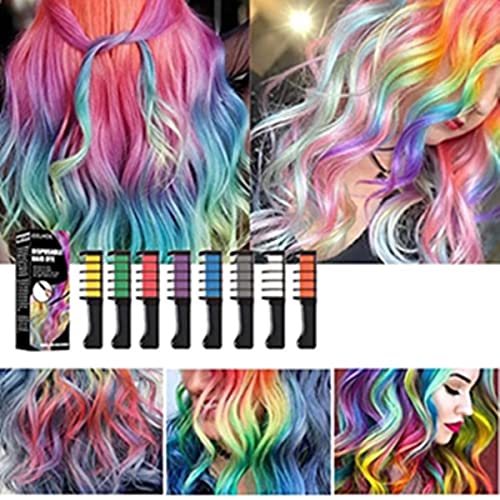 Washable Temporary Hair Chalk Comb for Women & Kids - Non-Toxic Hair Color Dye with Highlight Streaks for Parties, Festivals & Cosplay (Easy Wash Out, Vibrant Colors)