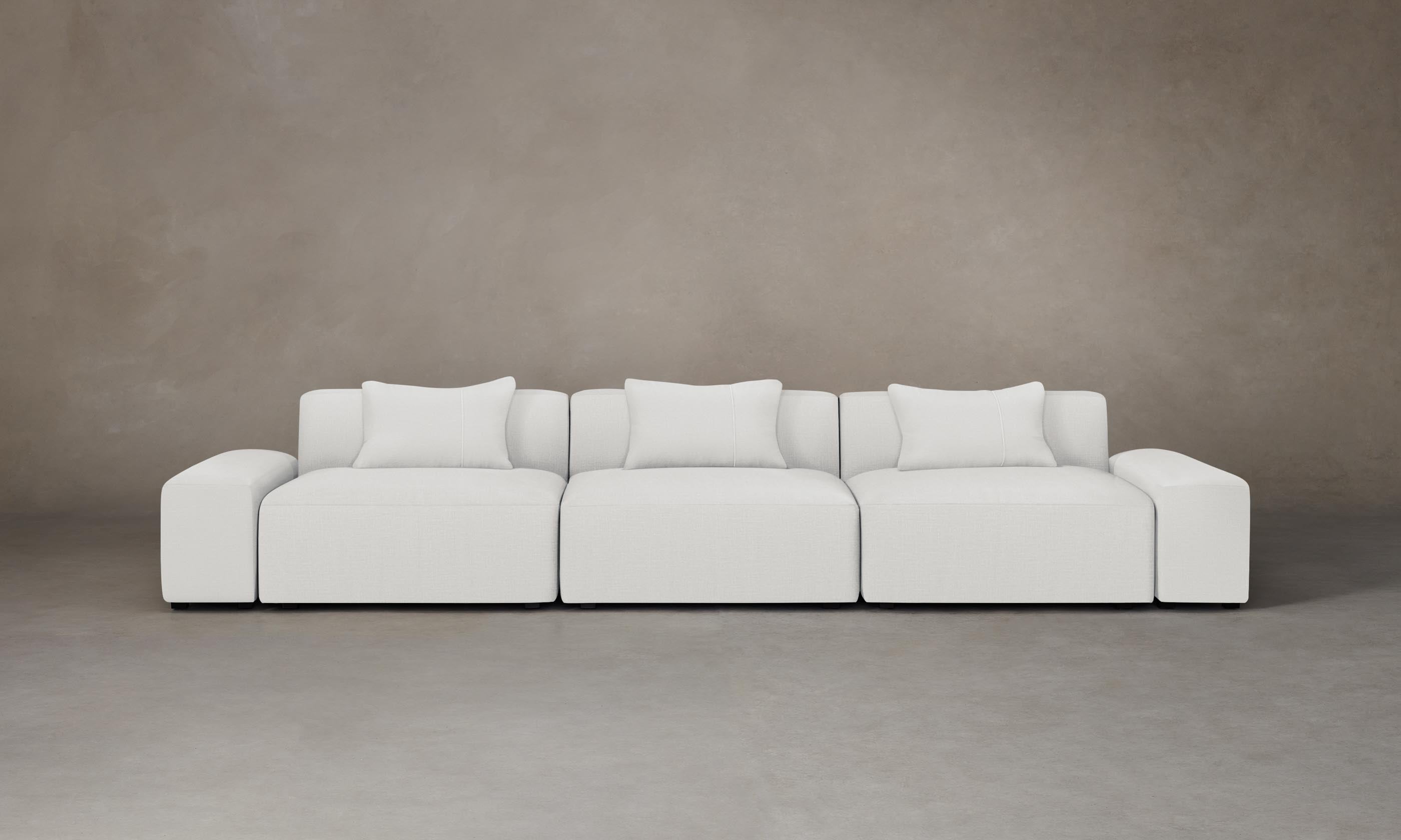Breuer Modular Sofa - Performance Linen Weave in Pure White | Modern Sectional Couch for Living Room, Lounge & Office Spaces