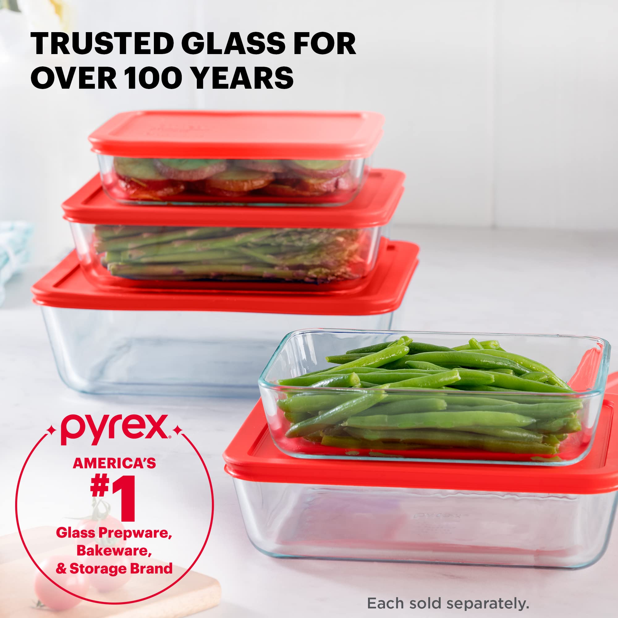 Pyrex Simply Store 11-Cup Glass Food Storage Container with BPA-Free Plastic Lids - Freezer, Microwave & Dishwasher Safe - Airtight for Meal Prep, Leftovers & Bulk Food Storage - Ideal for Kitchen, Office & Picnics