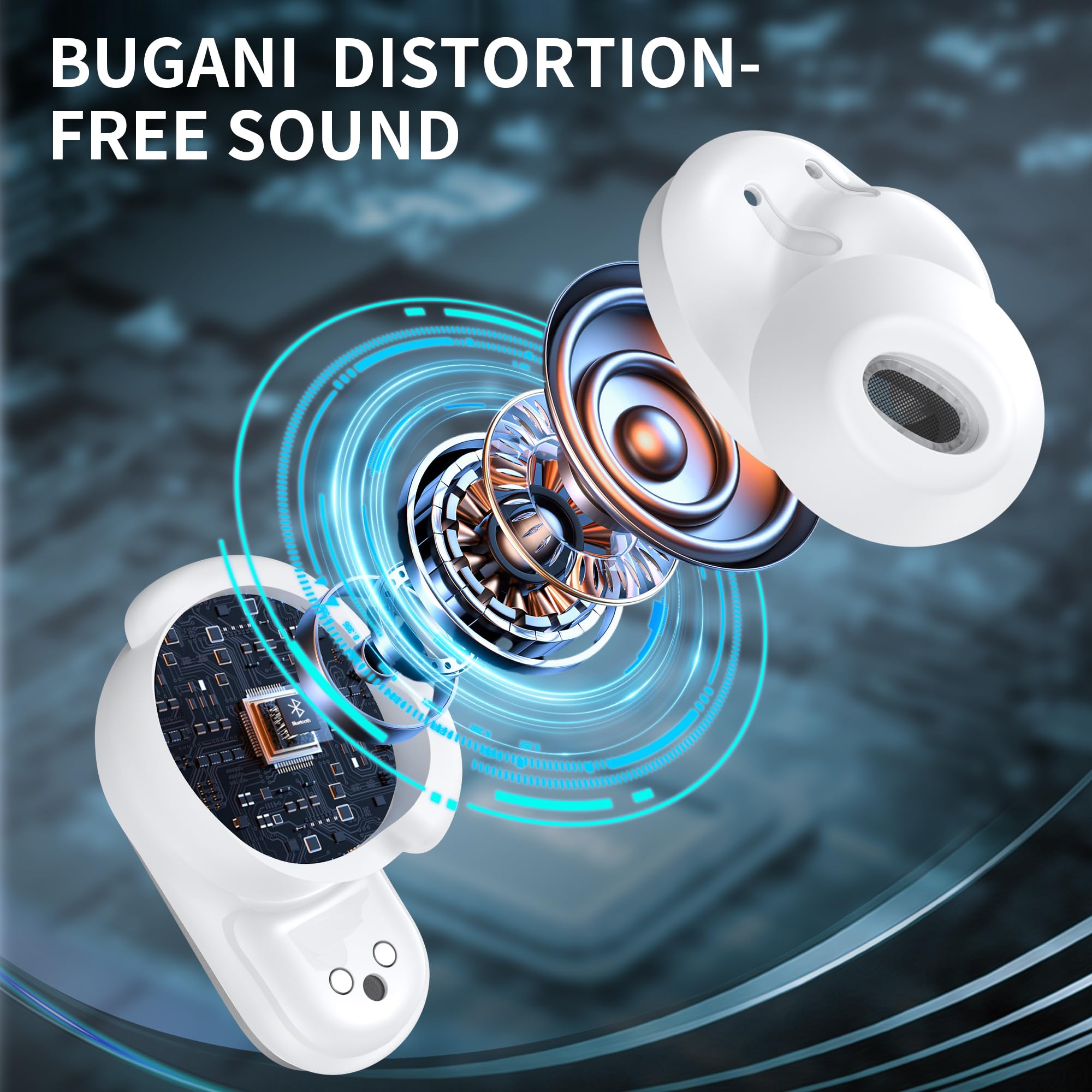 BUGANI True Wireless Earbuds Bluetooth 5.3 with Deep Bass, ENC Noise Cancelling, 24H Playtime & Fast Charging, IPX6 Waterproof Sports Earbuds - Perfect for Running, Gym Workouts & Commuting