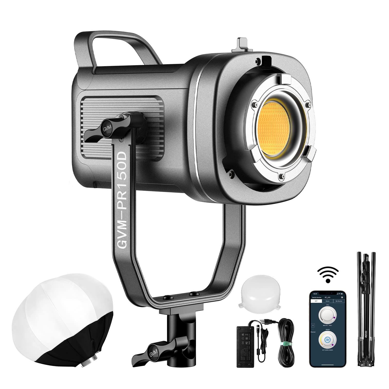GVM 150W LED Video Light Kit with Lantern Softbox & Stand - 2700K~7500K Adjustable Color Temperature, CRI97+TLCI97, 8 Lighting Modes & Custom Effects for YouTube Videos, Photography Studio & Outdoor Shooting - Perfect for Vlogging, Live Streaming & Product Photography