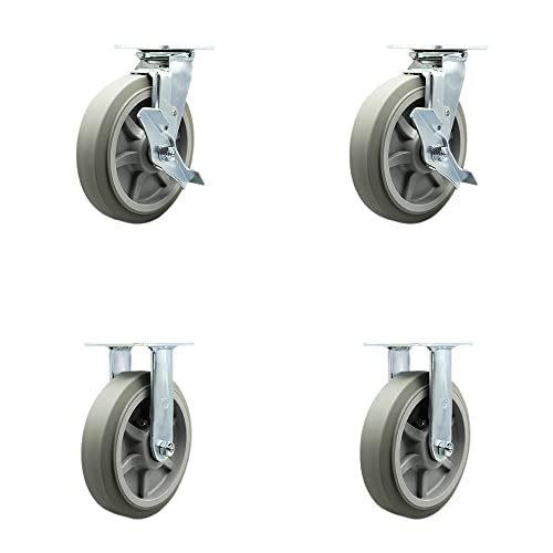 2 Swivel w/2 Brakes & Swivel Locks - 2 Rigid