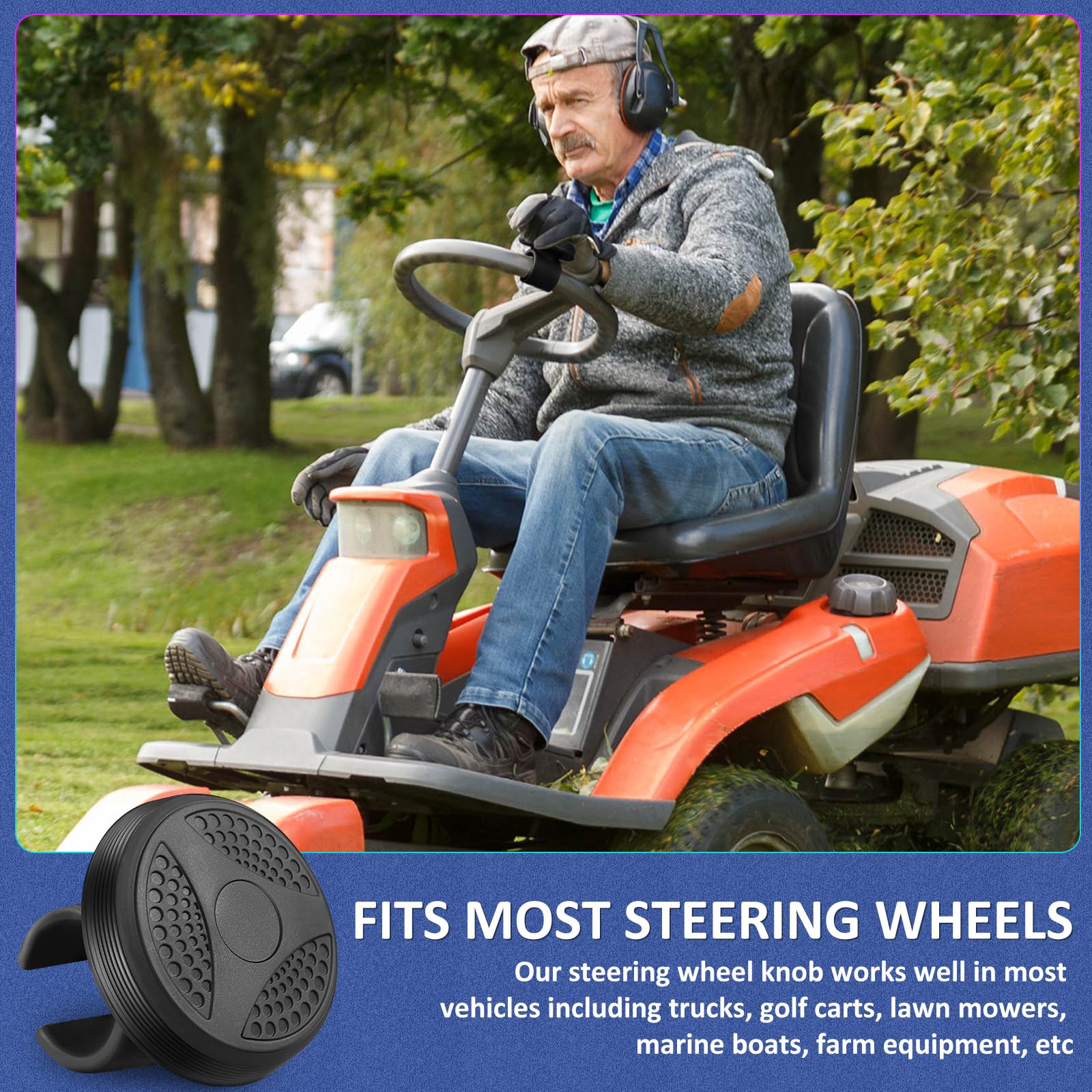 2-Piece Steering Wheel Spinner Knob - 360° Rotation Suicide Knob for Cars, Trucks, Tractors, Boats & Golf Carts | Easy One-Hand Steering Accessory for Off-Road, Farm & Marine Use