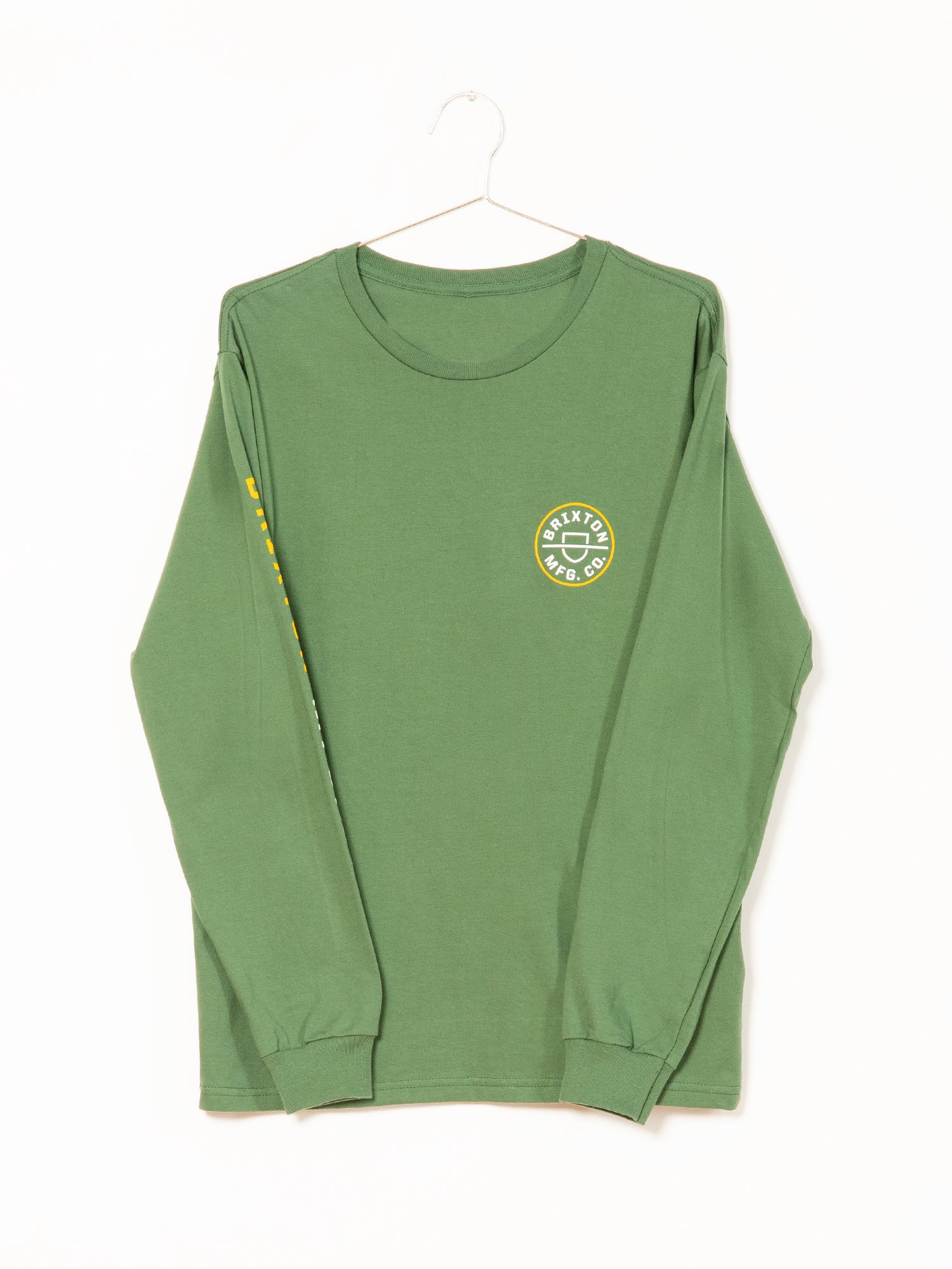 Brixton Crest Long Sleeve T-Shirt for Men | Premium Cotton Crewneck Tee | Casual & Streetwear Style | Perfect for Everyday Wear, Layering, and Outdoor Activities