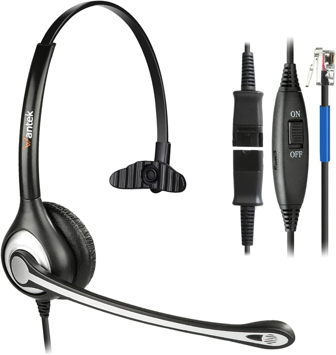 Wantek Noise Cancelling Phone Headset with Microphone - RJ9 Quick Disconnect Cord for Cisco IP Phones 6851 7821 7841 7861 7941 7942 7945 7962 7965 8811 8841 8845 8851 - Perfect for Call Centers, Office Communications & Remote Work