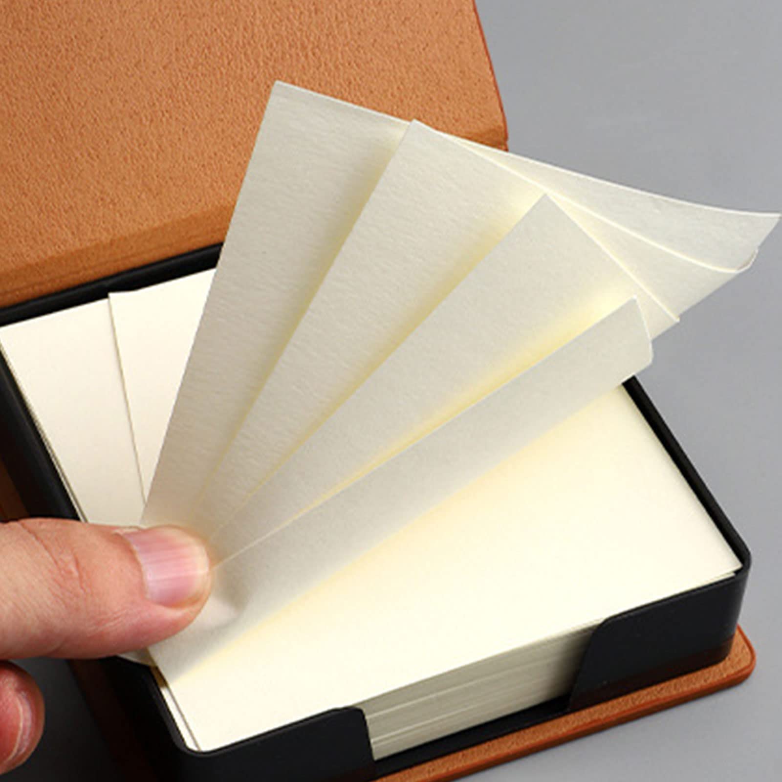 Premium Leather Note Pad Holder with Lid - Sticky Notes Dispenser & Name Card Organizer for Office, School, and Desk Use - Durable Memo Pad Storage Box for Daily Organization
