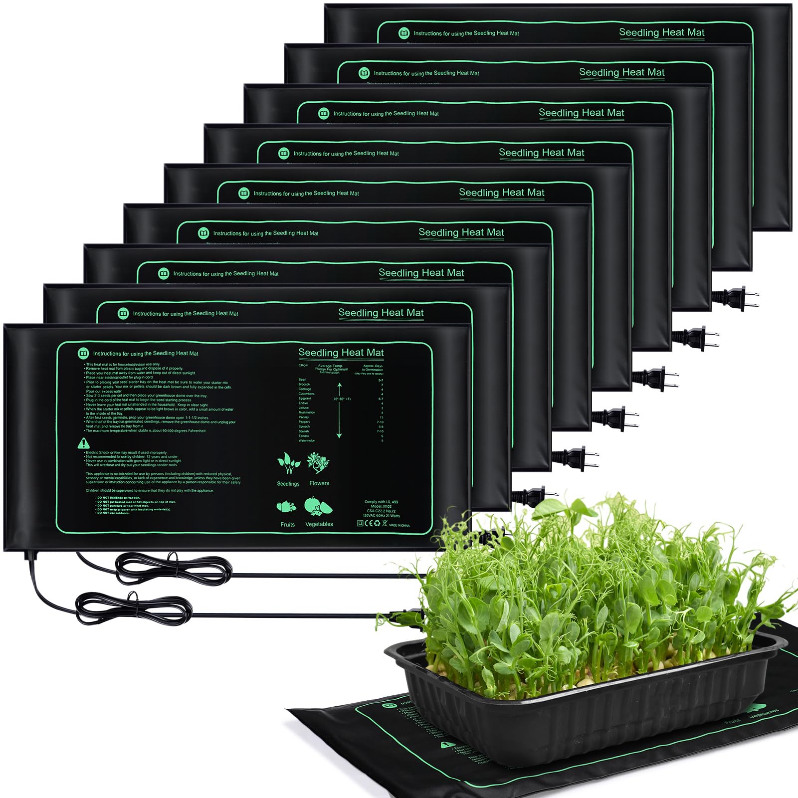 ROCEEI 10 Pack Waterproof Seedling Heat Mat 10