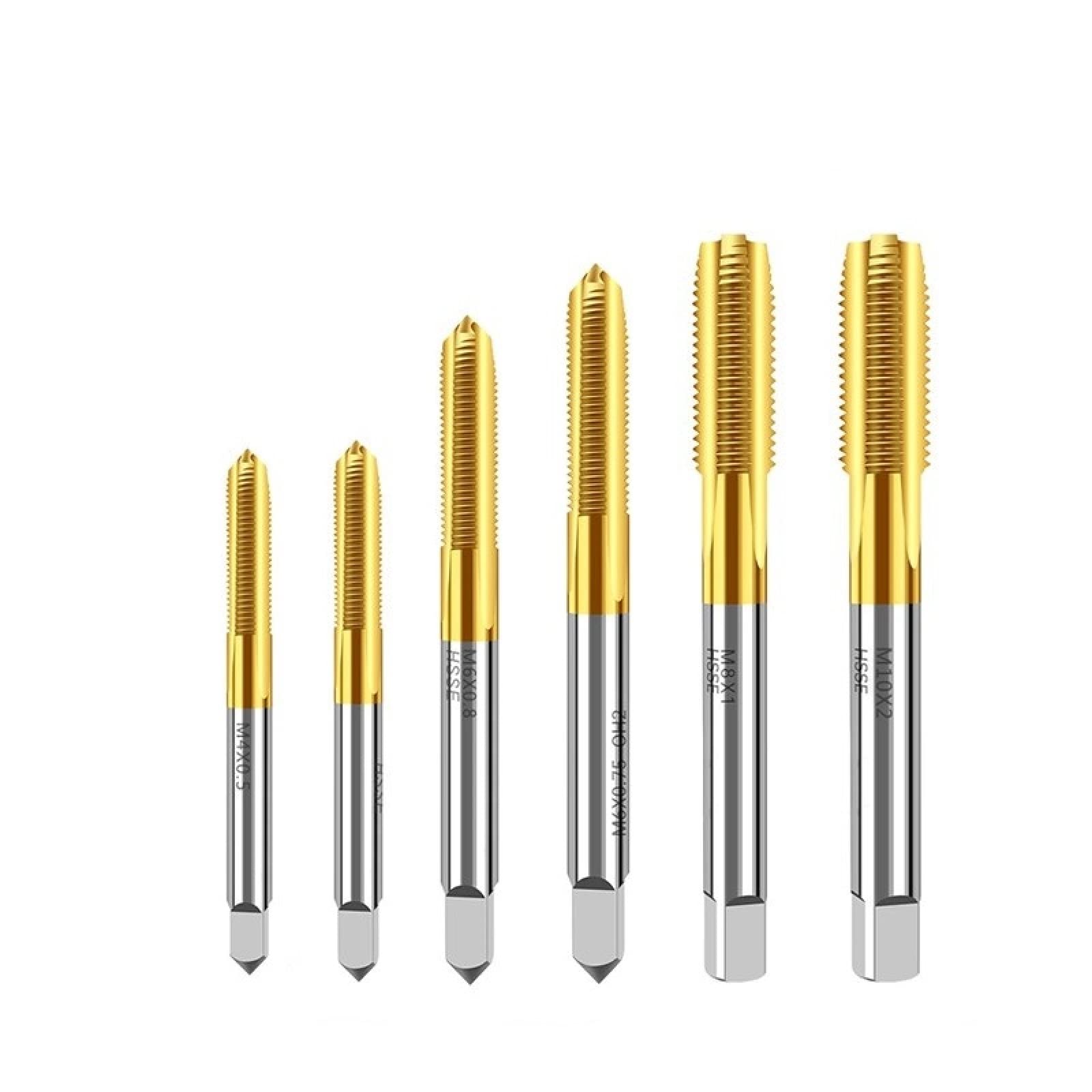 ALEYHA M10x0.5 TiN Coated Machine Tap Drill Bit - High Speed Steel Straight Flute Screw Tap for Metalworking, Threading, and DIY Projects | Perfect for CNC, Lathe, and Drill Press Applications
