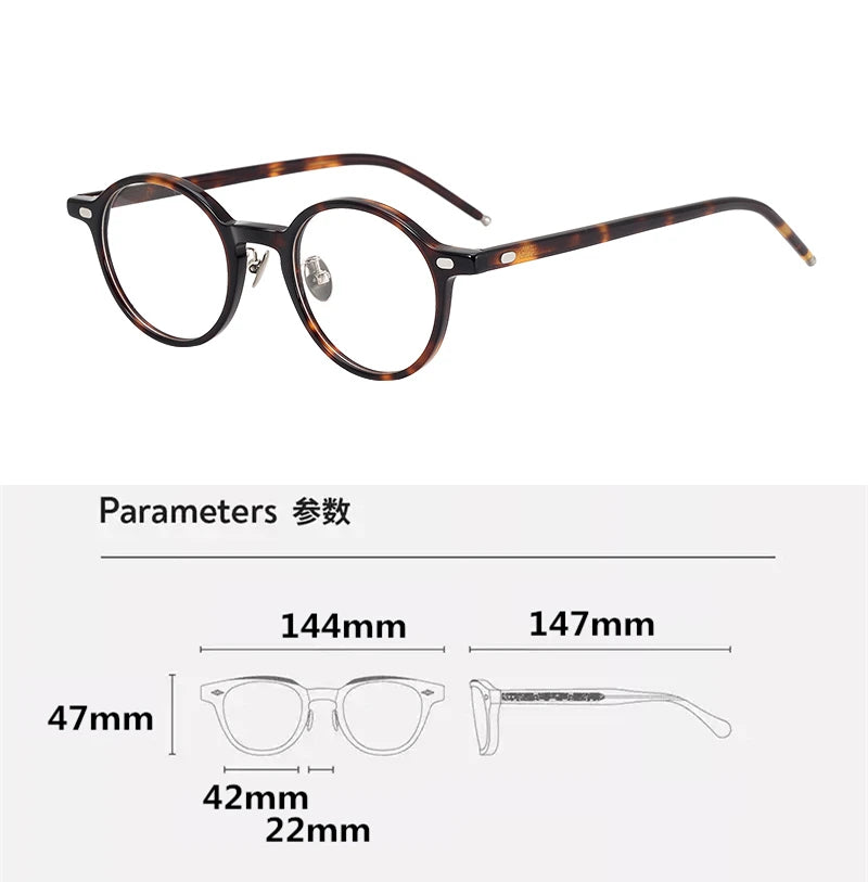 Black Unisex Full Rim Round Acetate Eyeglasses 49205 - Stylish & Lightweight Frames for Men & Women | Perfect for Reading, Work & Everyday Wear