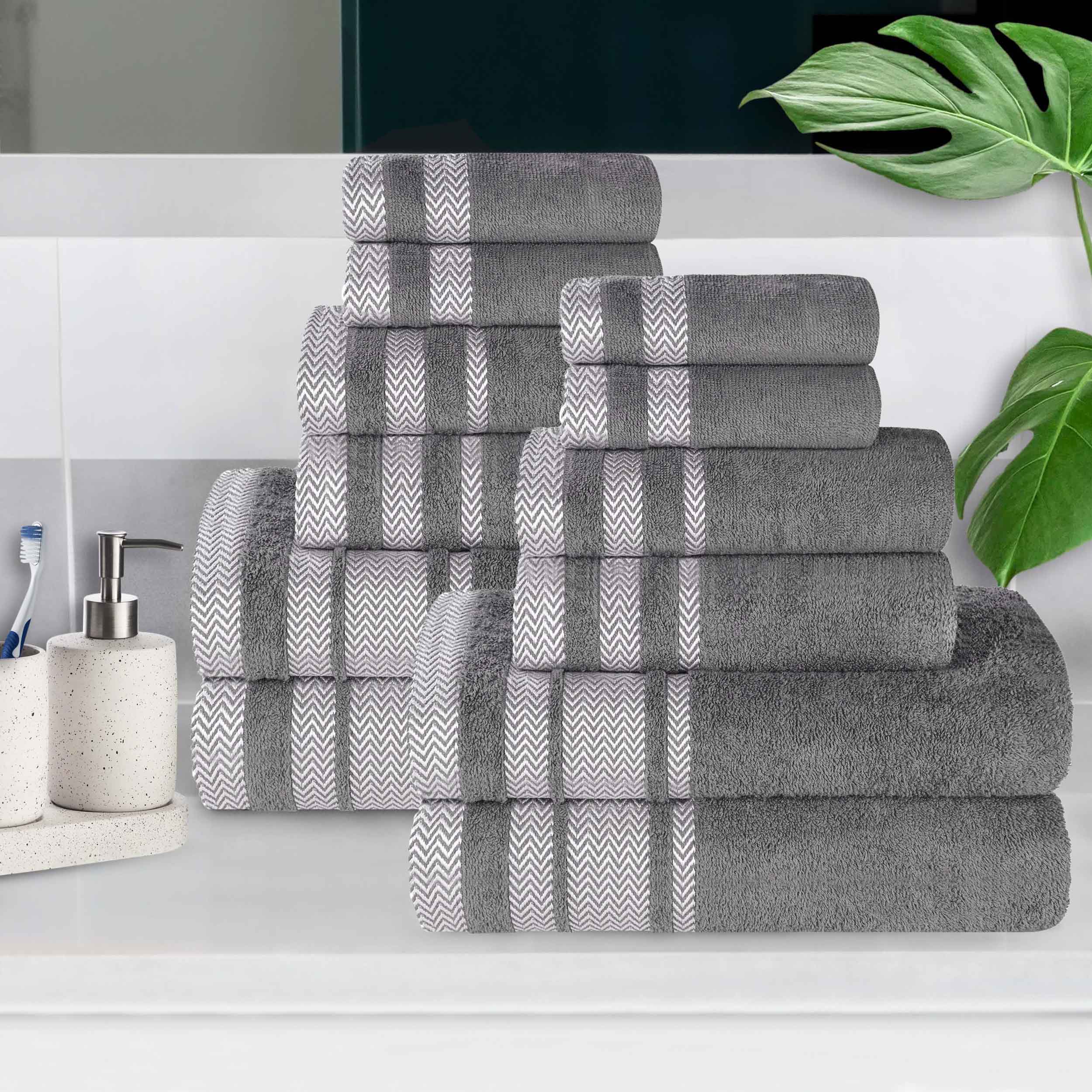 Premium 12-Piece Cotton Towel Set - Medium Weight, Soft & Absorbent - Perfect for Bathroom, Spa, and Guest Use