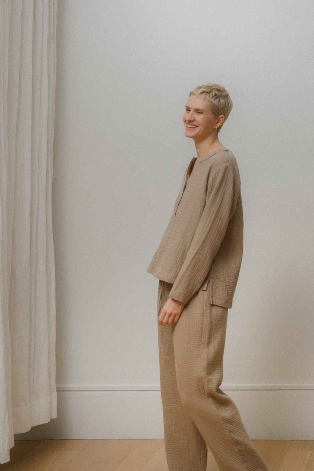 Organic Cotton Gauze Loungewear Set for Women - Soft Breathable Lounge Pajama Set - Perfect for Relaxing at Home, Yoga & Sleepwear