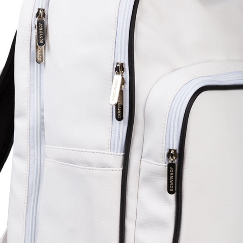Jormands T21 Backpack Carry-On Luggage - Lightweight Travel Backpack with USB Charging Port, Water-Resistant & Spacious for Men Women - Perfect for Airplane, Business Trips & Weekend Getaways (White/Black)