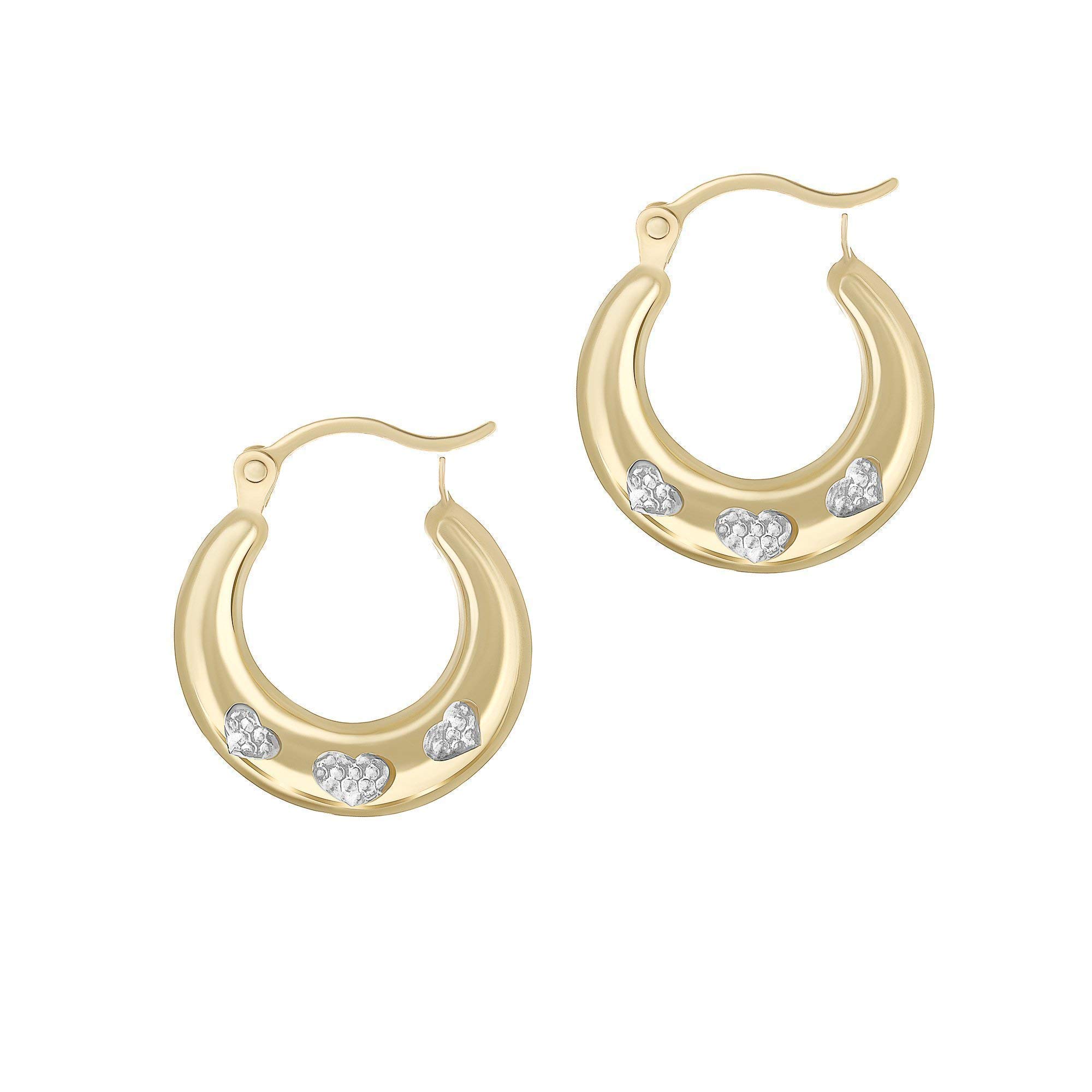 Two Tone Hoop Earrings - 14k Gold Plated Women's Jewelry for Everyday Wear | Elegant Dangle Earrings for Work, Date Night & Special Occasions
