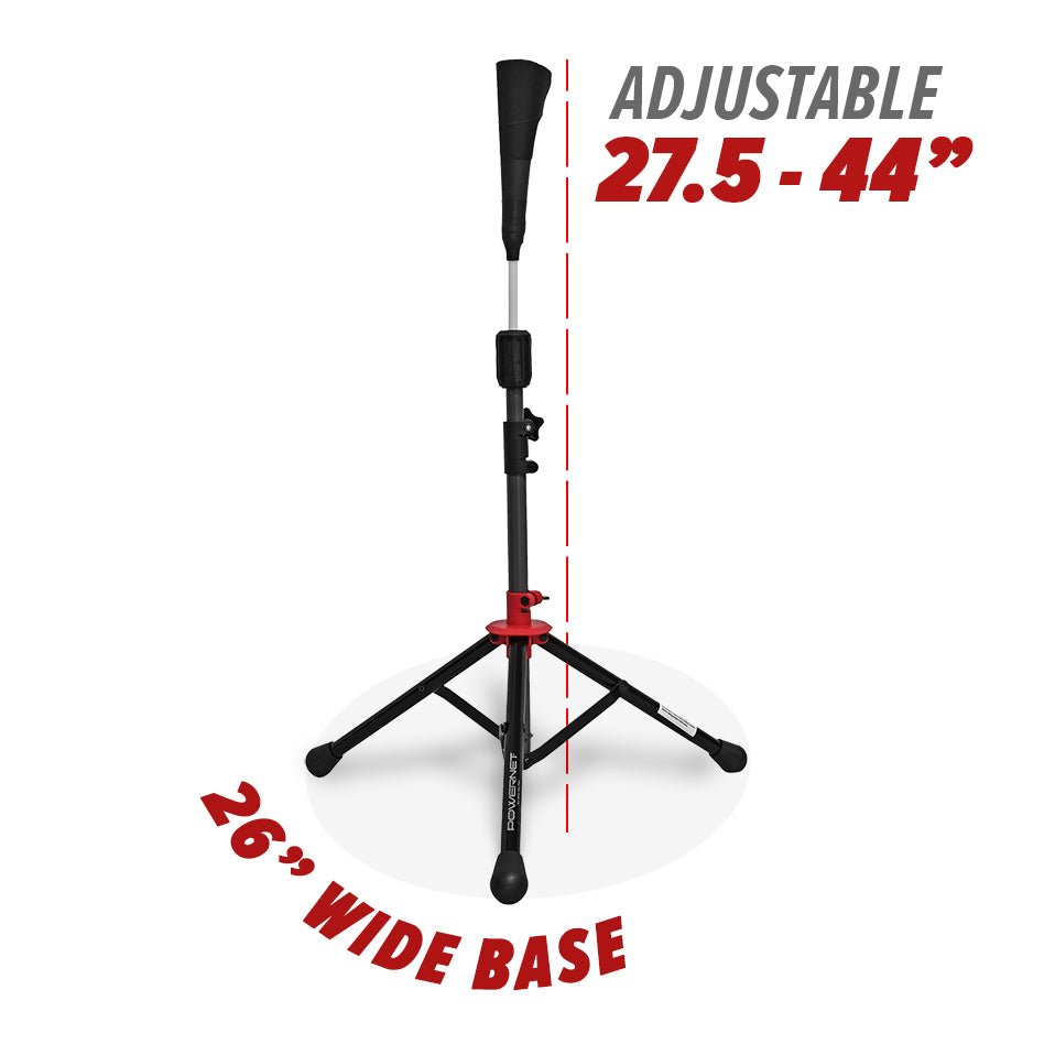 PowerNet Portable Baseball Hitting Tee - Adjustable Height Batting Trainer for Baseball & Softball Practice - Perfect for Backyard, Field & Cage Training
