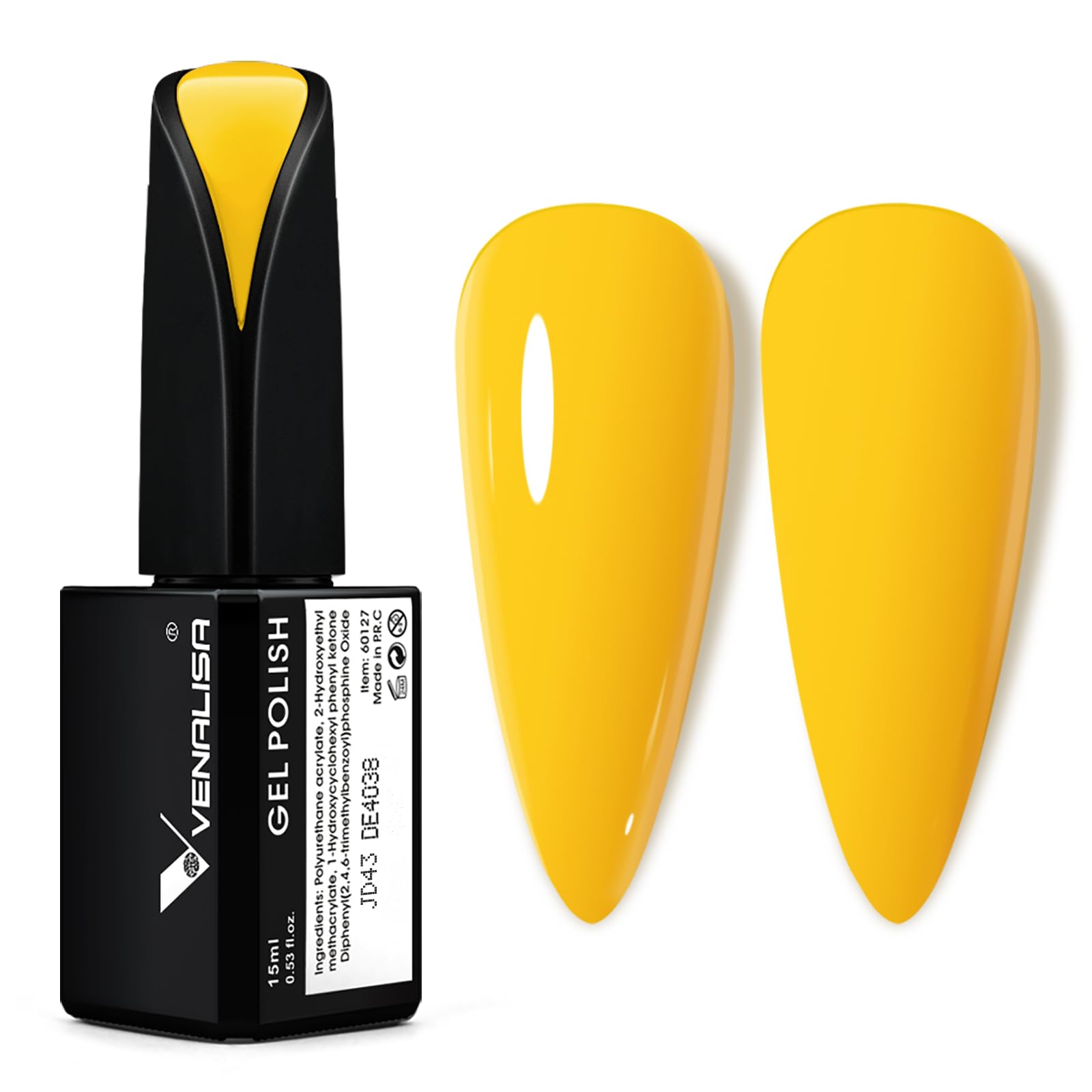VENALISA 15ml Pastel Yellow Gel Nail Polish - Soak Off UV LED Nail Gel, Pale Neon Yellow Manicure Kit for Salon & DIY at Home (0.53oz) - Perfect for Spring Nails, Bridal Looks & Everyday Wear