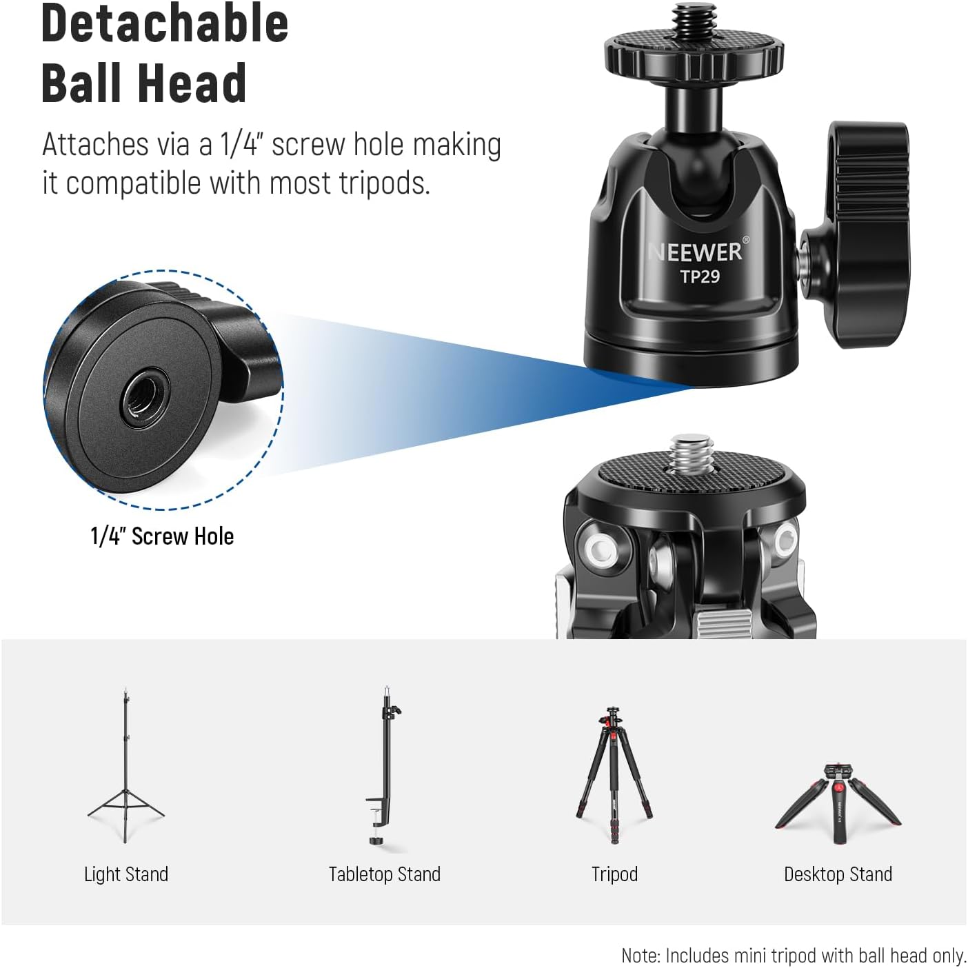 NEEWER TP29 Compact Metal Mini Tripod Stand for DSLR Camera, Smartphone, Webcam - Perfect for Vlogging, Live Streaming, Photography & Video Shooting
