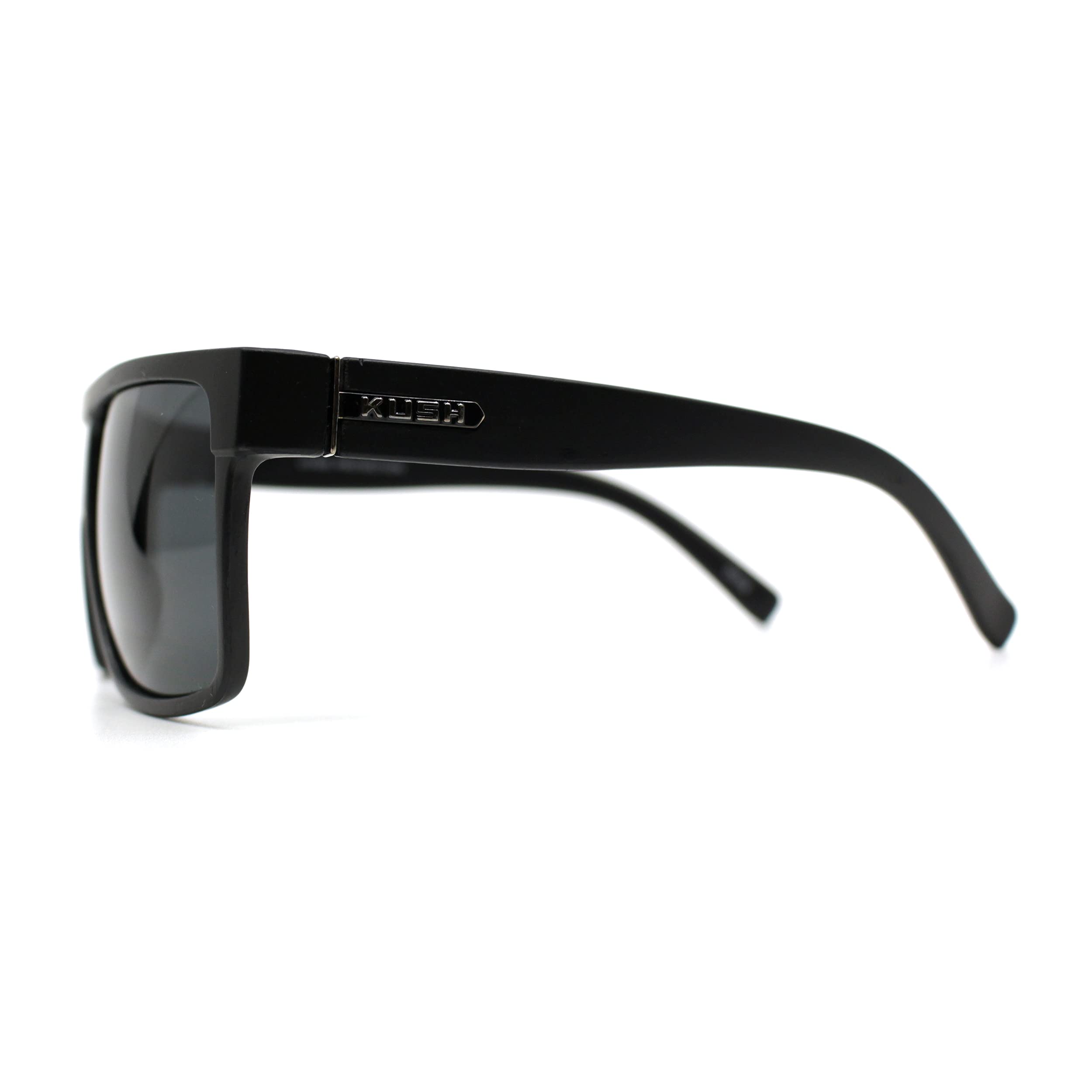 Kush Pot Logo Large Square Flat Top Mobster Sunglasses - All Black Gangster Style for Men & Women - Perfect for Hip-Hop, Streetwear, and Urban Fashion