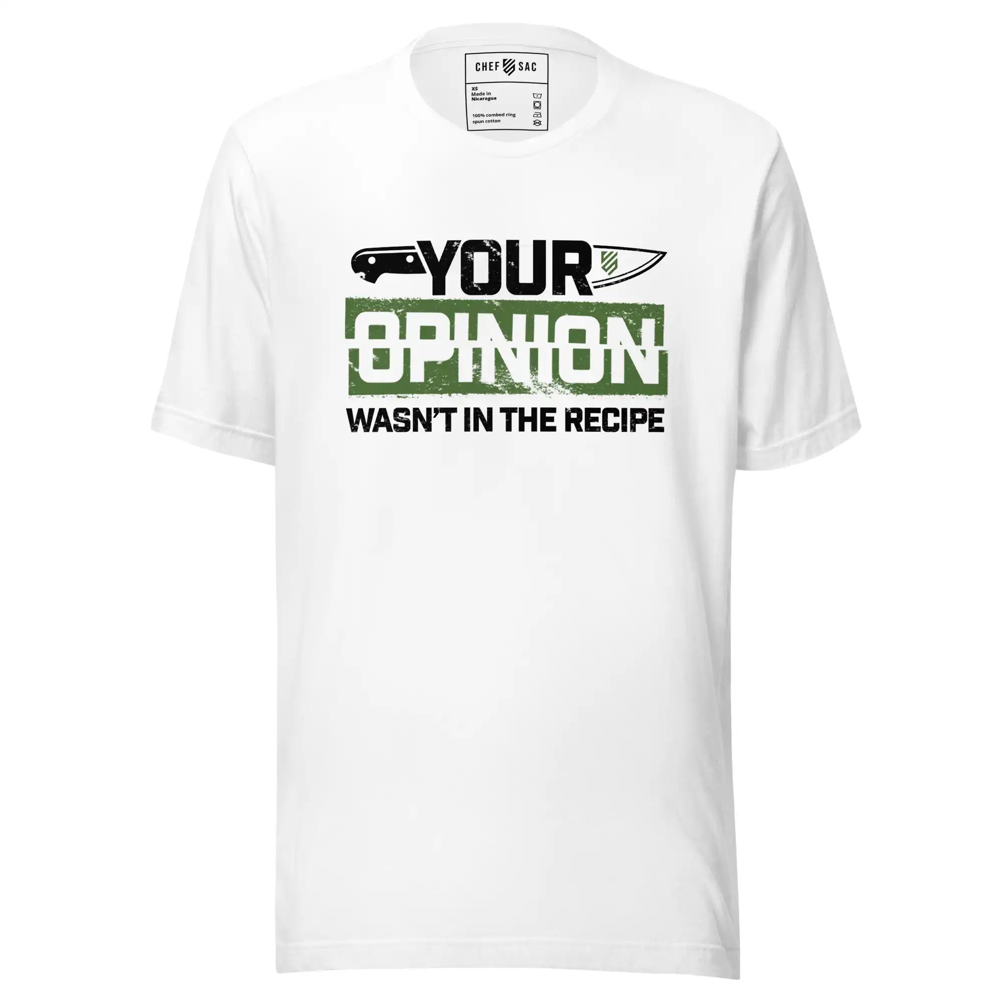Your Opinion Wasn't in the Recipe T-Shirt - Funny Cooking Sarcasm Tee for Chefs & Bakers - Perfect for Kitchen, BBQ Parties & Food Lovers