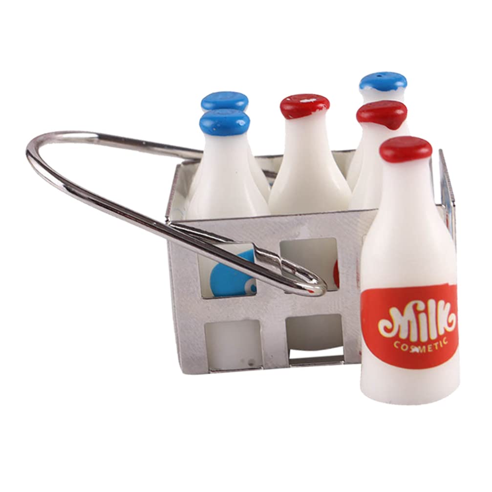 SEWACC Miniature Milk Crate Set with Bottles & Cups - Adorable Mini House Decor for Playhouse, Kids Toys, and Desktop Decoration | Perfect for Dollhouse Accessories, Kids Pretend Play, and Office Desk Decor