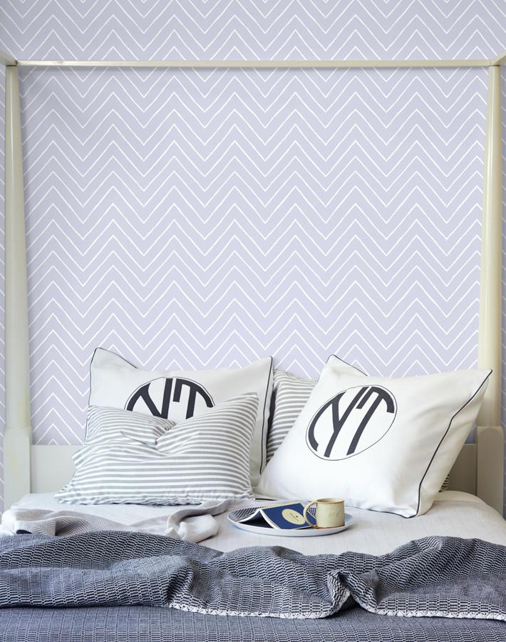 Frances Chevron Wallpaper by Wallshoppe - Premium Lavender Geometric Peel & Stick Wallpaper for Bedroom, Nursery, and Home Office Decor