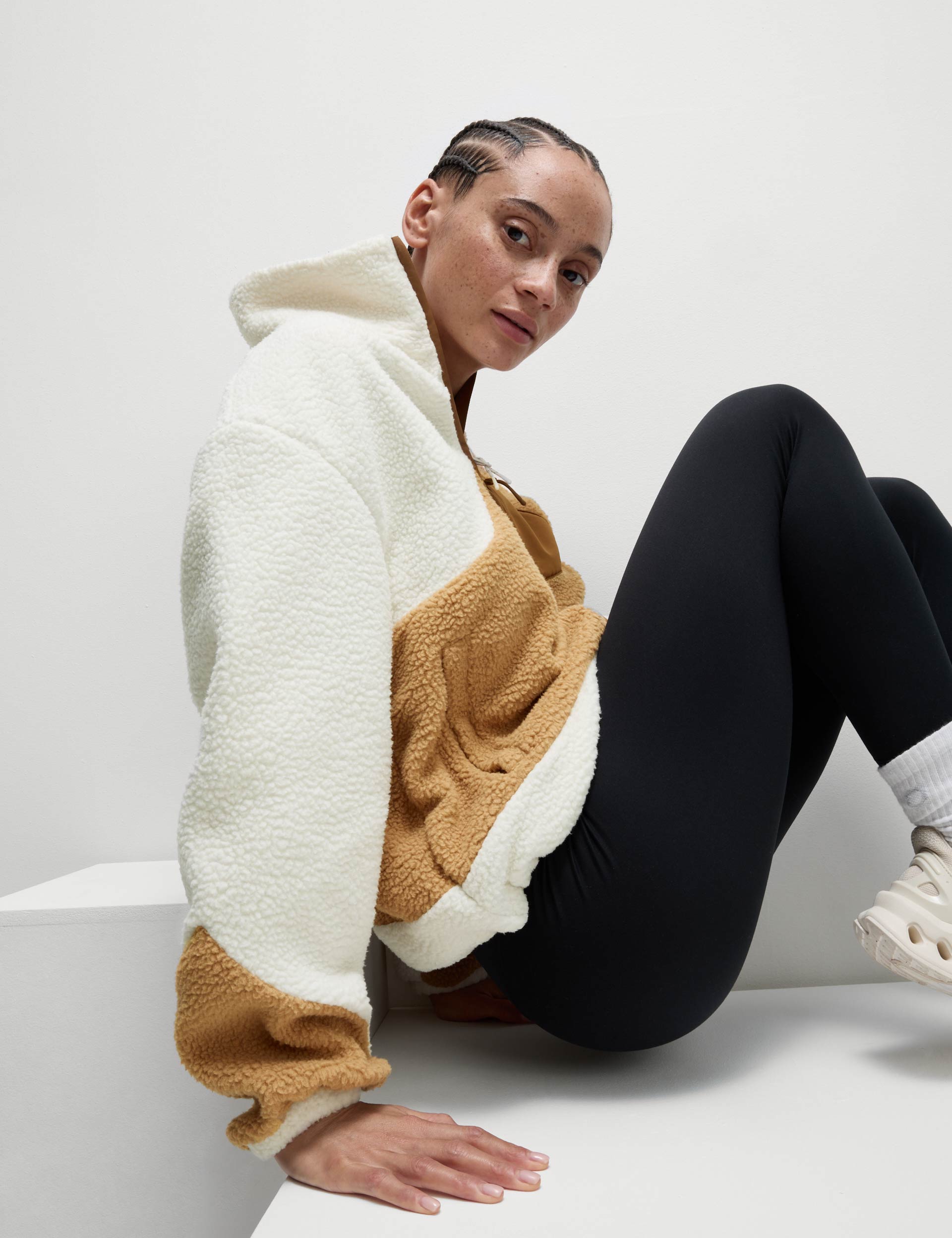 Borg Zip Up Funnel Neck Fleece Jacket - Ivory Winter Warm Pullover for Men & Women | Perfect for Outdoor Activities, Hiking, and Casual Wear