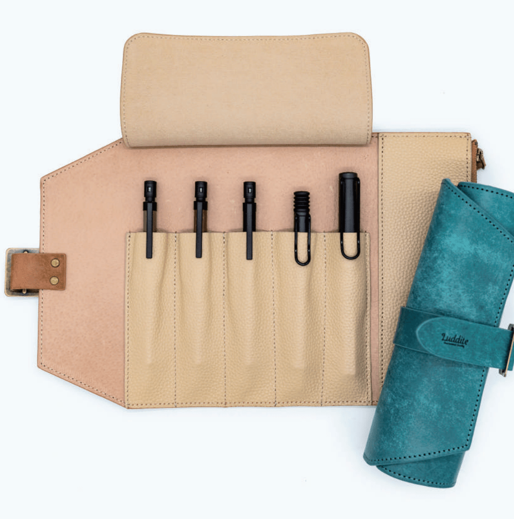 Premium MAYA Leather Roll Pen Case - Handcrafted Leather Pencil Holder for Artists & Writers - Perfect for Travel, Office & School Supplies Organization
