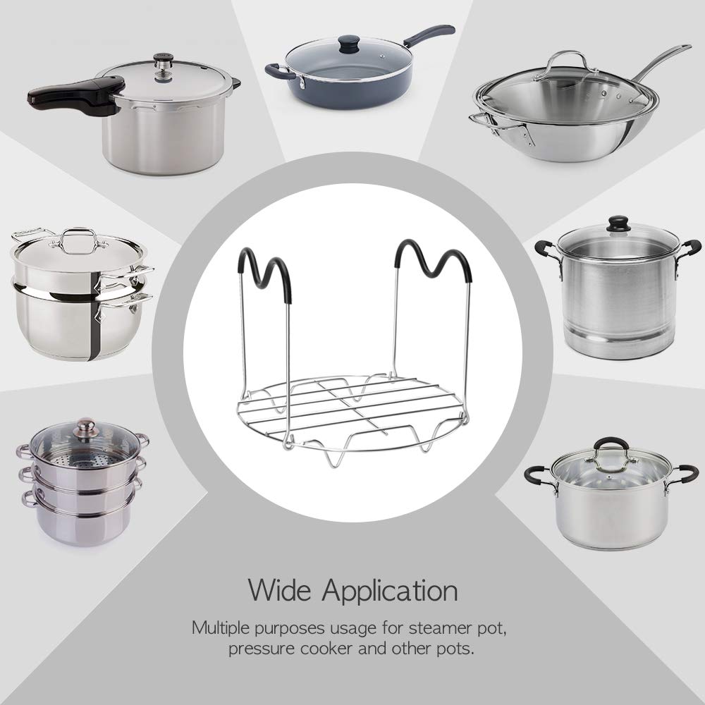 Stainless Steel Steamer Rack Trivet with Handles for Instant Pot 6QT & 8QT - Pressure Cooker Accessories, Wire Steam Rack for Cooking Meat, Vegetables & Seafood - Perfect for Meal Prep, Canning & Healthy Cooking
