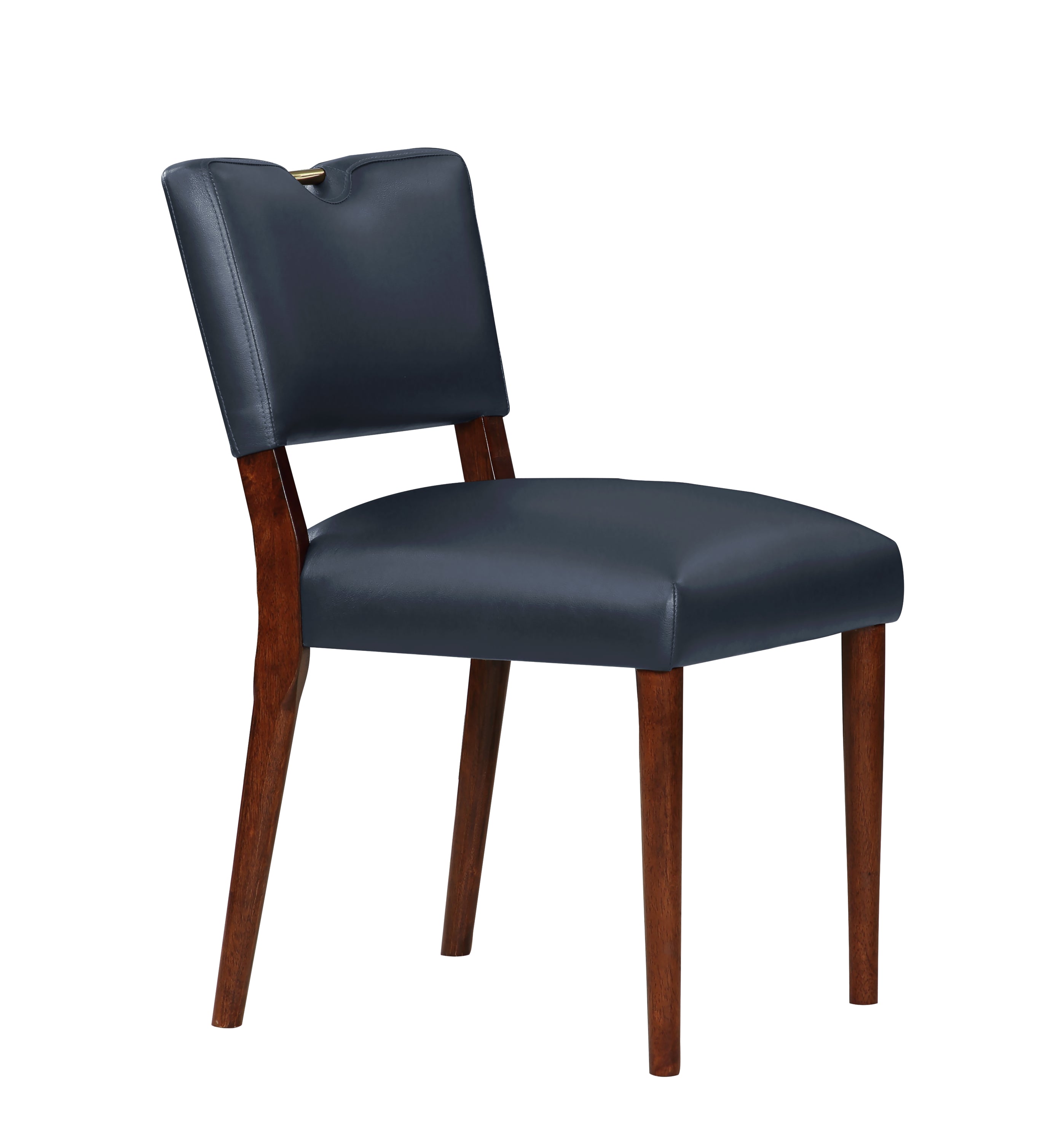 Bryson Midnight Blue Faux Leather Dining Chairs Set of 2 - Modern PU Leather Kitchen Chairs for Dining Room, Breakfast Nook & Home Office
