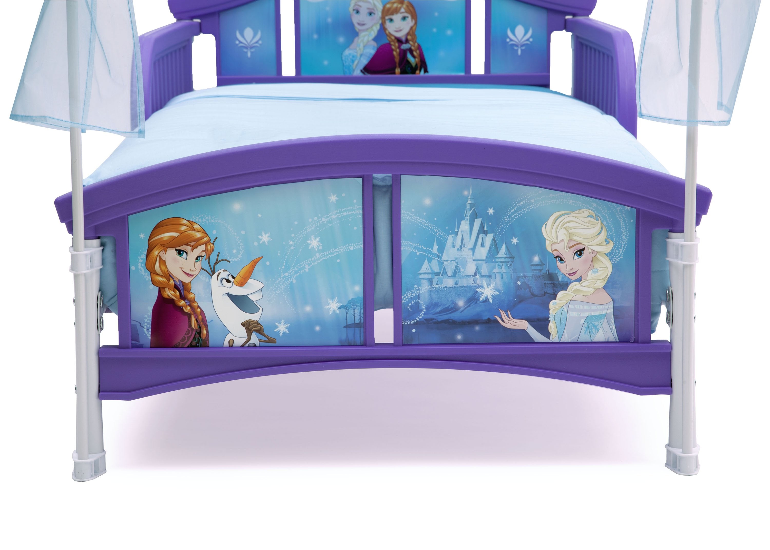 Frozen Themed Toddler Canopy Bed for Girls - Disney Princess Inspired Kids Bed with Mosquito Net - Perfect for Nursery, Bedroom Decor & Birthday Gifts