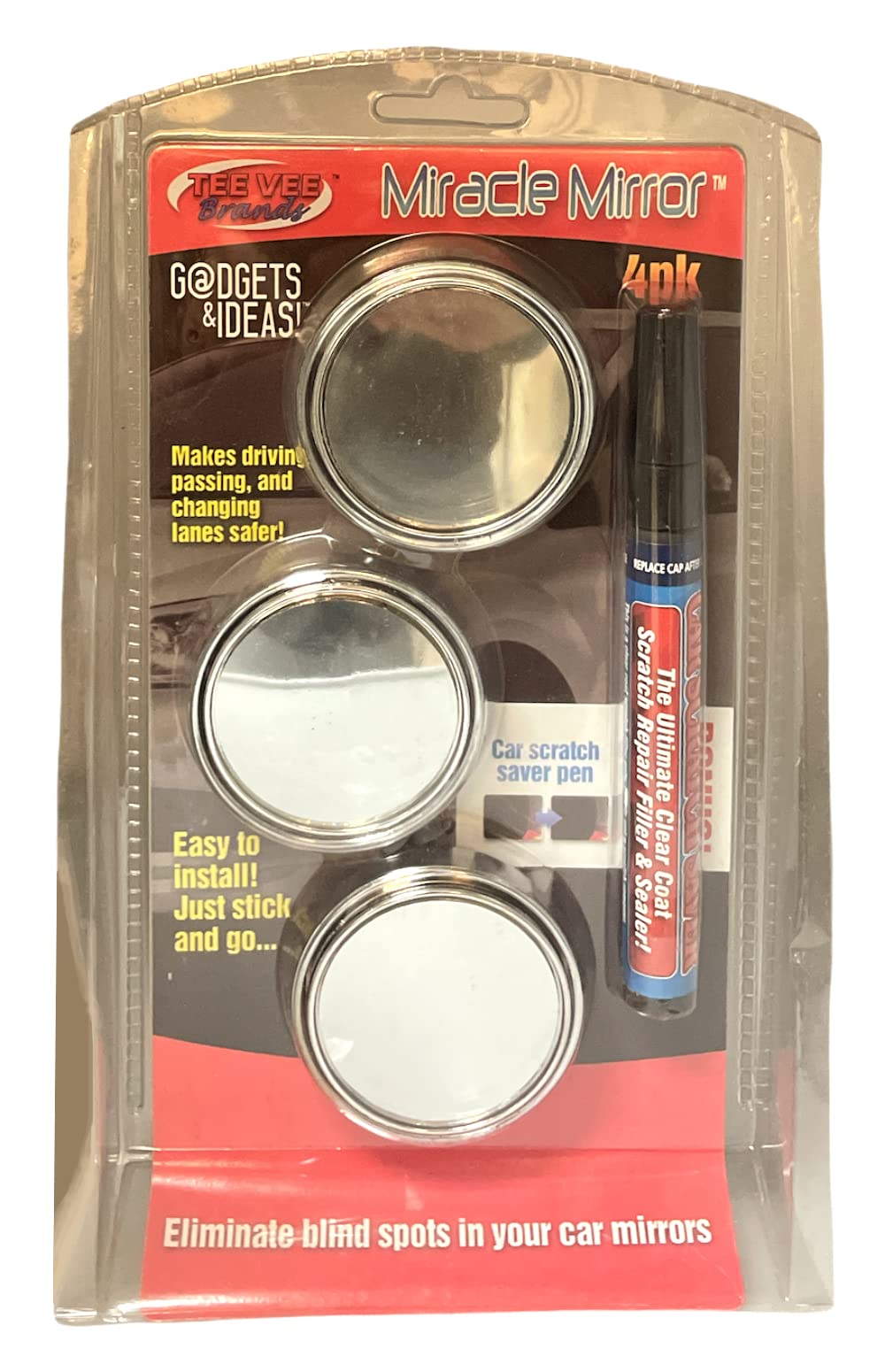 Miracle Mirror 3 Pack with Bonus Scratch Saver Pen - Car Mirror Repair Filler for Scratches & Etches - Restores Perfect Clarity - Ideal for Car Windshields, Headlights & Glass Surfaces