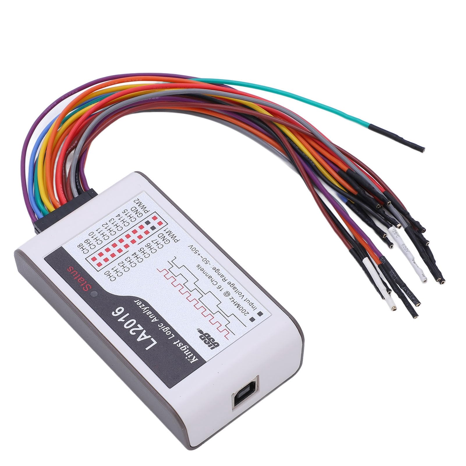 16-Channel LA2016 USB Logic Analyzer - 200MS/s Sampling Rate, ±50V Adjustable Threshold for Electronics Testing | Ideal for Circuit Debugging, Embedded Systems & DIY Projects