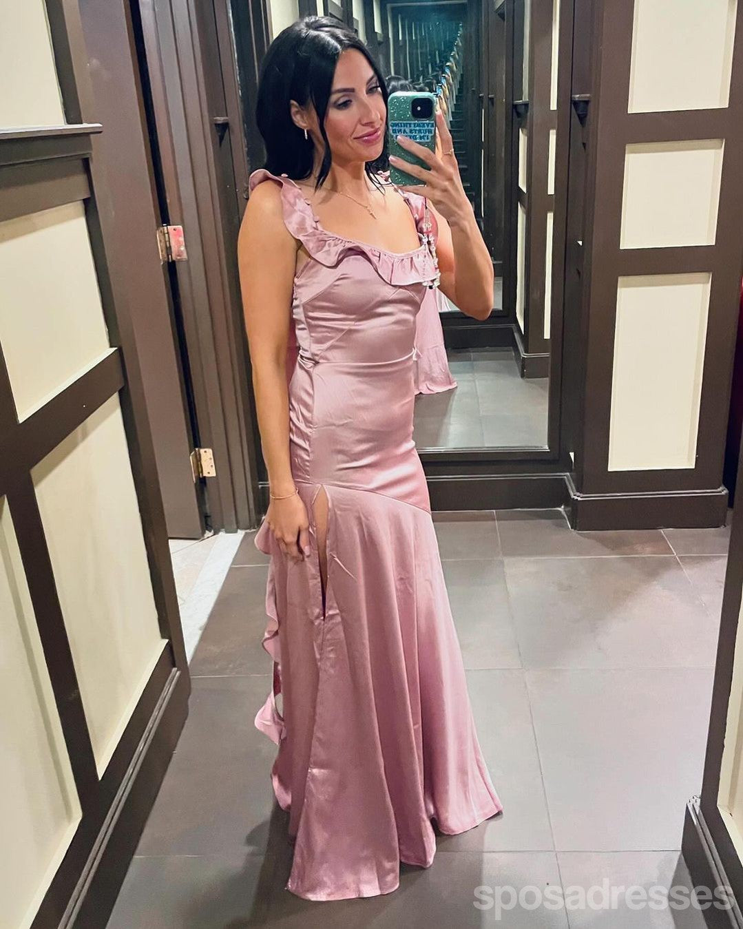 Elegant Dusty Rose Mermaid Maxi Long Prom Dress for Women - Formal Evening Gown for Party, Wedding & Special Occasions | Stunning Floor-Length Ball Gown with Flowy Train - Perfect for Homecoming, Quinceañera & Black Tie Events
