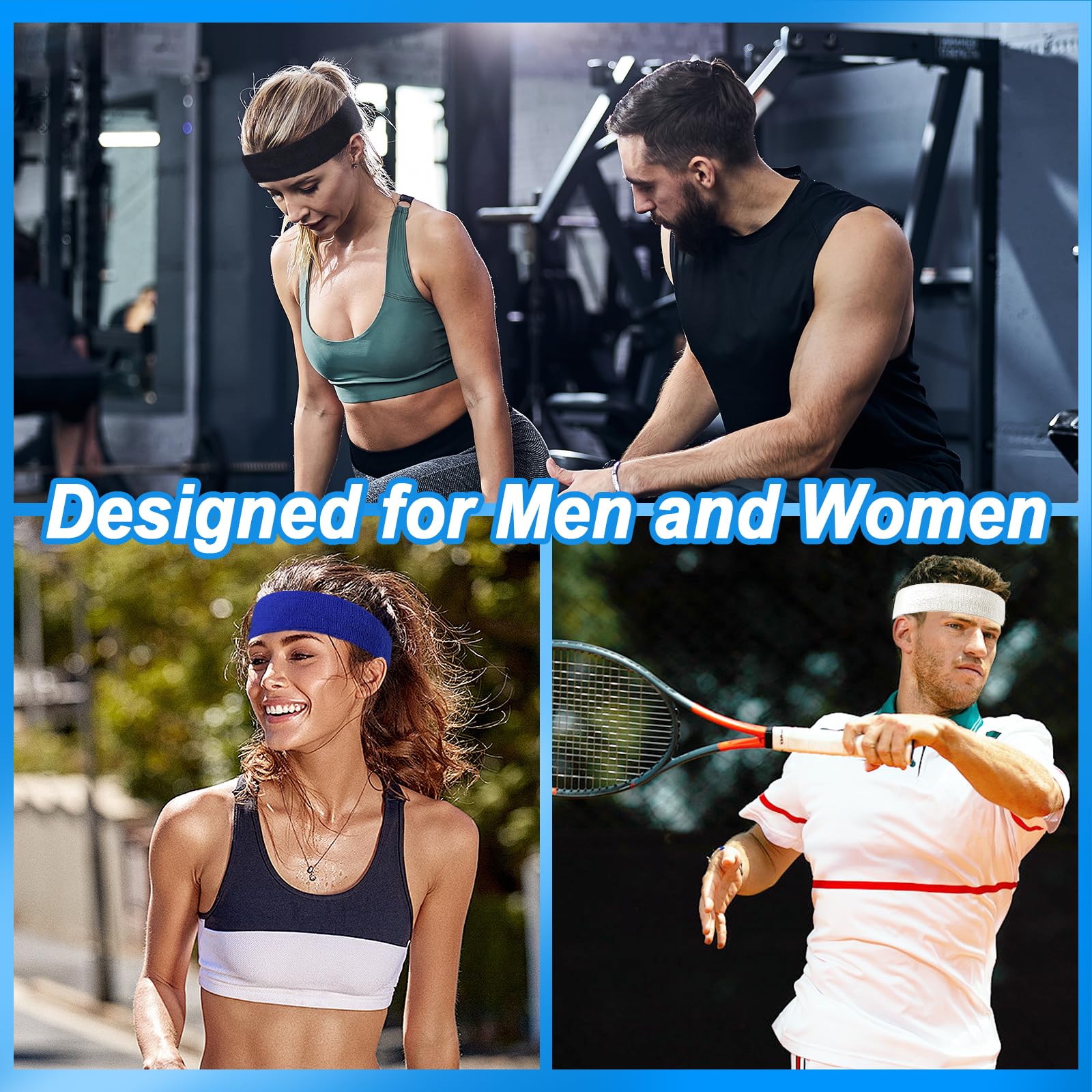 Moisture-Wicking Sweatbands for Men & Women - Sport Headbands for Running, Tennis, Basketball, Yoga & Workouts | Stay Dry During Exercise & Active Lifestyles