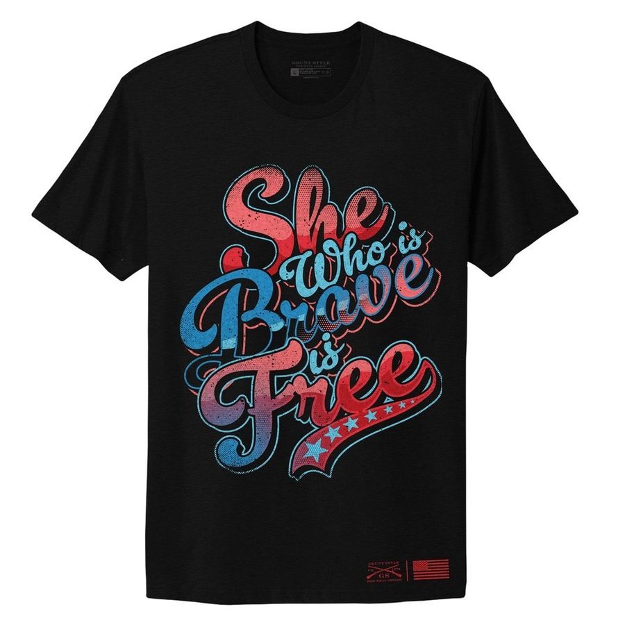 Women's Brave Is Free Boyfriend Fit T-Shirt - Black | Comfortable Oversized Tee for Casual Wear, Street Style & Everyday Outfits