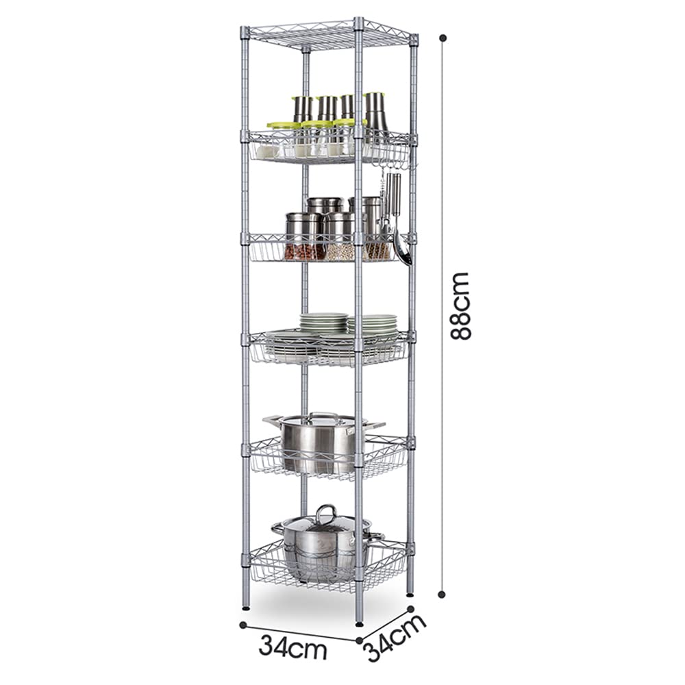 6-Tier Heavy Duty Adjustable Metal Wire Shelving Unit - Sturdy Storage Rack for Home, Office, Garage, Kitchen & Bathroom Organization - Perfect for Pantry Storage, Closet Organization & Garage Shelving Solutions