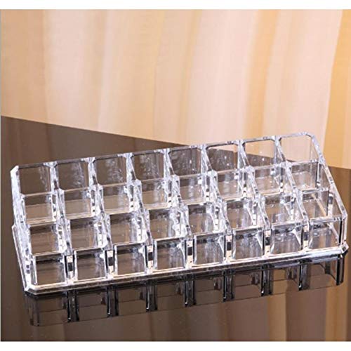 ADDCART 24-Slot Clear Acrylic Makeup Organizer - Lipstick Holder & Nail Polish Storage with Brush Tray for Vanity Table | Perfect for Cosmetics, Jewelry & Beauty Tools Organization