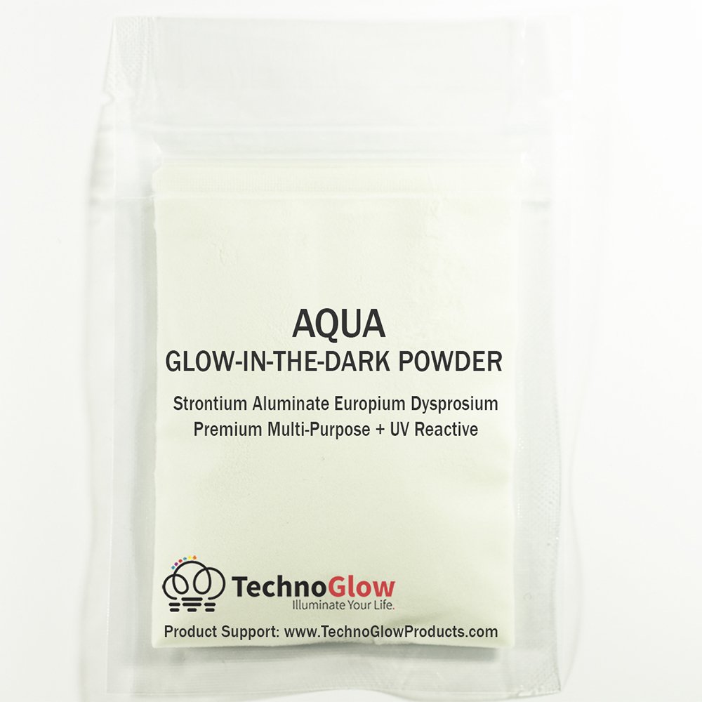 Glow in The Dark Pigment Powder - 2oz Waterproof & Non-Toxic for DIY Crafts, Halloween Decorations, and Nighttime Safety - Aqua Blue Luminous Paint for Art, Nails, and Body Paint