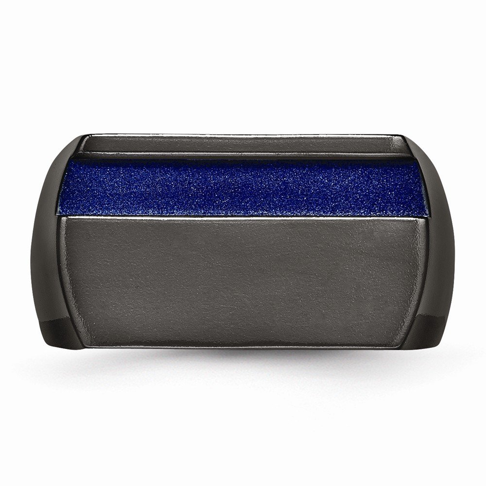 Premium Solid Titanium Men's Ring - Black & Blue Anodized Stripe Design, Size 11 - Durable Wedding Band, Anniversary Gift, or Everyday Fashion Jewelry for Men
