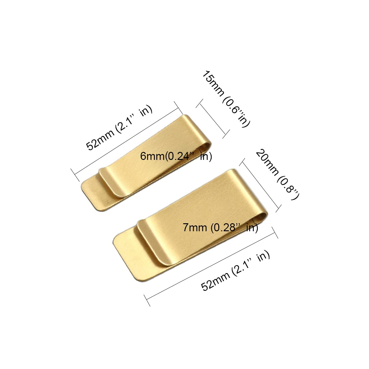 Premium Metal Brass Money Clip - Slim Credit Card & Cash Holder Wallet for Men & Women - Lightweight Pocket Money Clips (2 Pack) - Perfect for Everyday Carry, Travel & Gift Giving