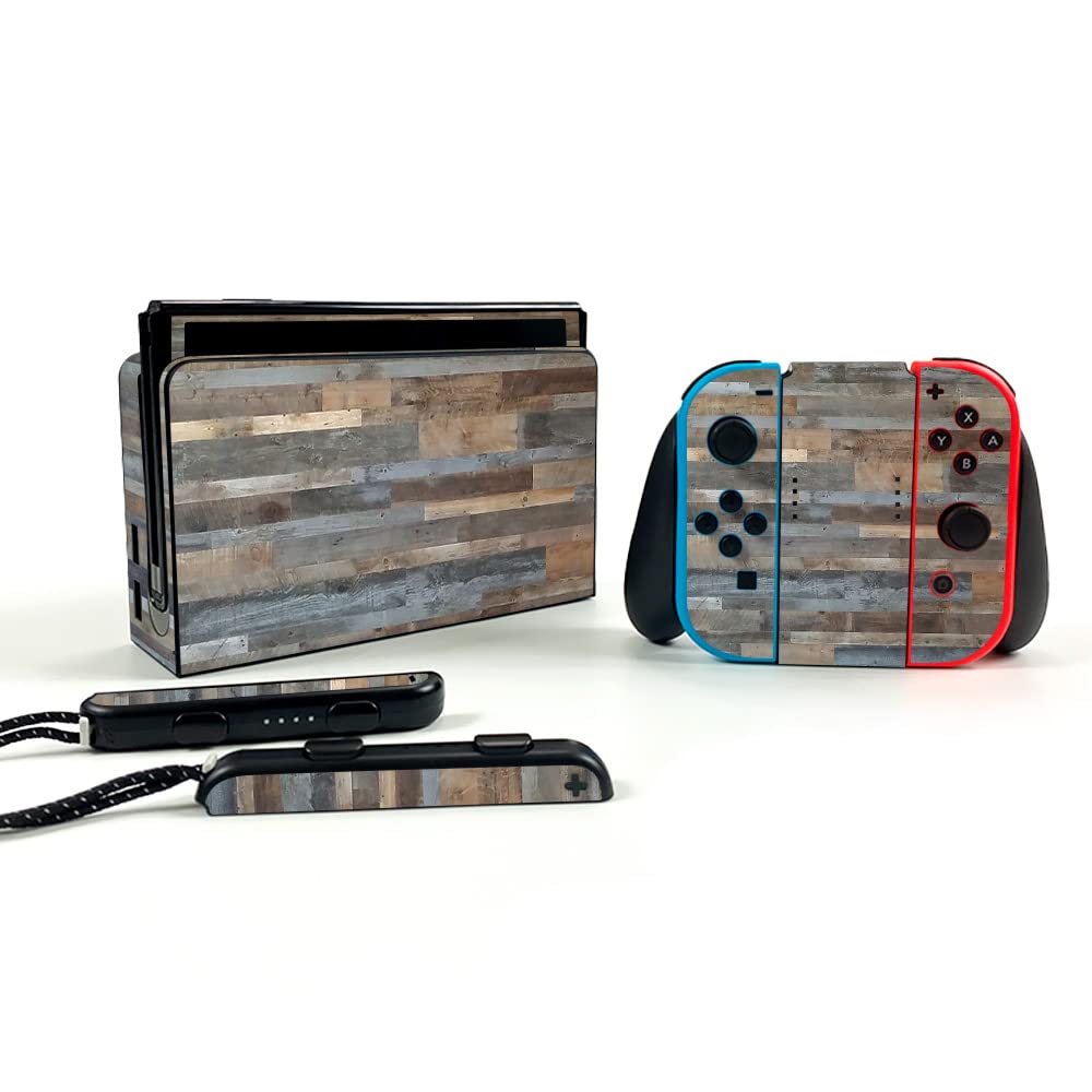 MightySkins Protective Vinyl Decal Wrap Cover for Nintendo Switch OLED - Gray Wood Design | Durable, Scratch-Resistant Skin | Easy to Apply & Remove | Made in USA | Perfect for Gaming, Travel & Personalization