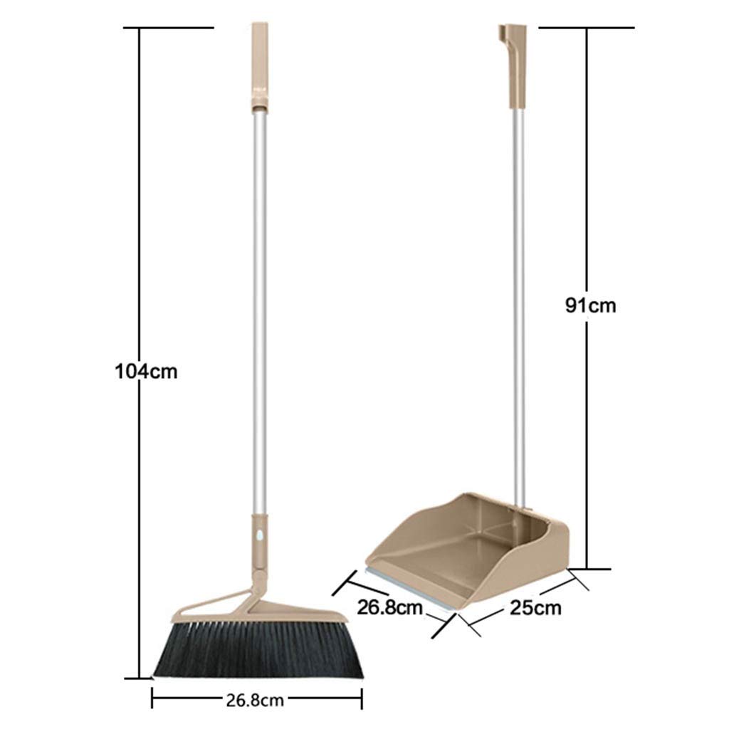 NLIAN Broom and Dustpan Set - 104cm Long Handle with 3-Layer Brush Head & Comb Teeth - Ideal for Home, Kitchen, Office & Lobby Floor Cleaning (Brown) - Perfect for Hardwood, Tile & Laminate Floors
