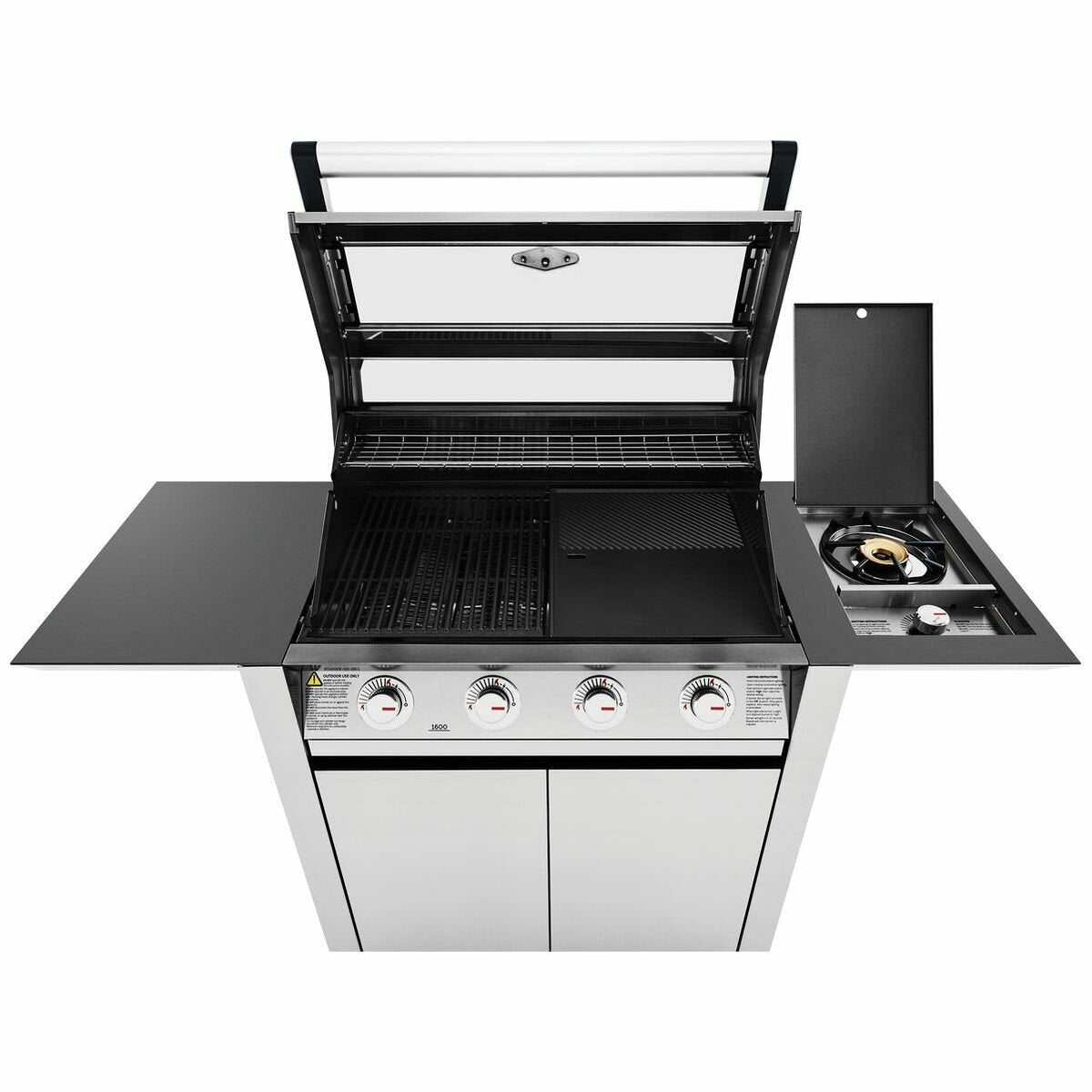 Beefeater 1600 Series 4-Burner Stainless Steel Gas Grill with Side Burner & Rolling Cart - Perfect for Backyard BBQs, Outdoor Cooking & Patio Entertaining