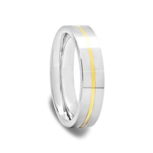 8mm Men's Tungsten Carbide Wedding Band with Gold Inlay - Durable & Scratch-Resistant Ring for Grooms, Anniversaries & Special Occasions