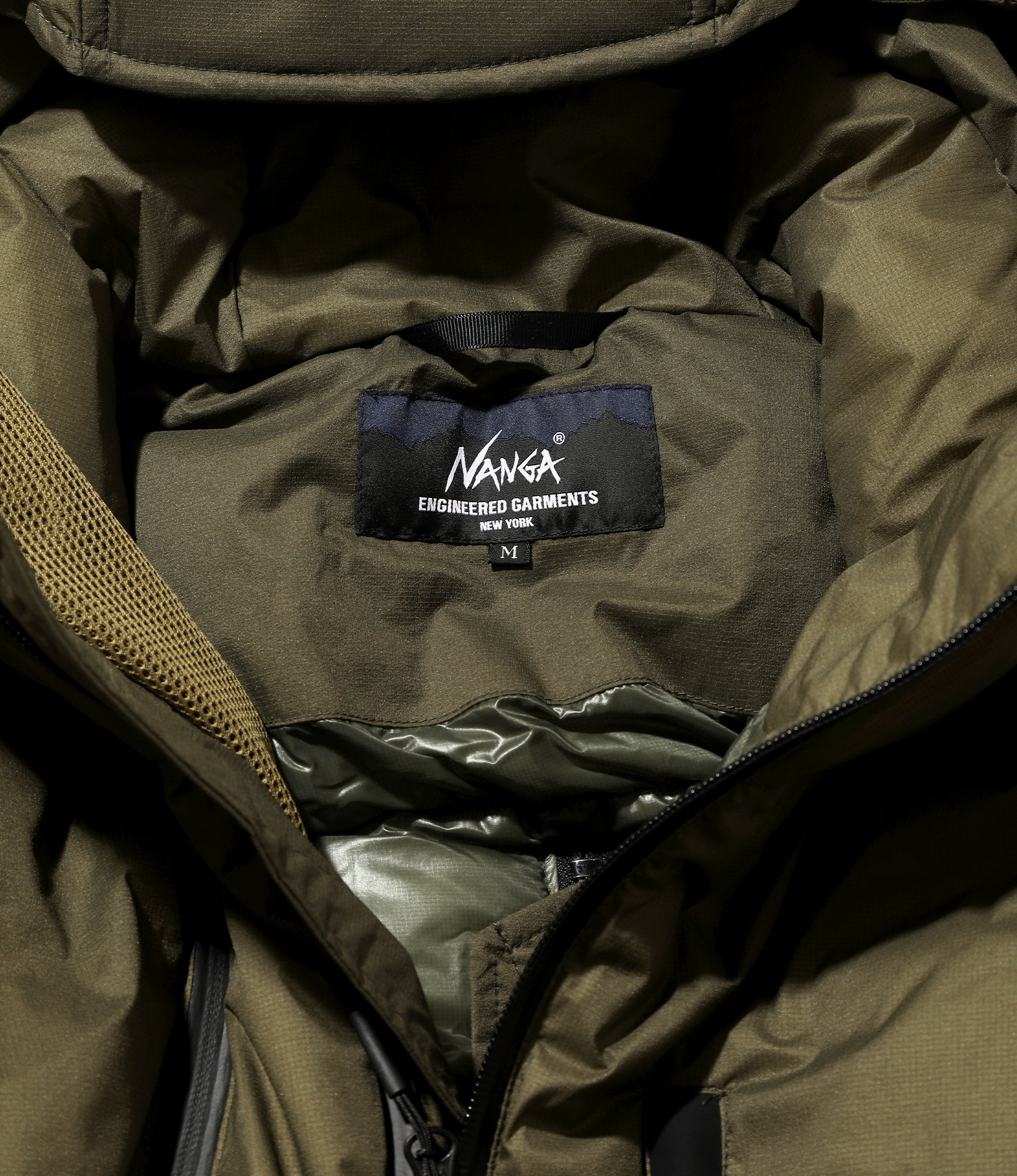 Men's Olive Ripstop Nylon Down Zip Jacket - Lightweight Warm Winter Coat for Outdoor Hiking & Camping