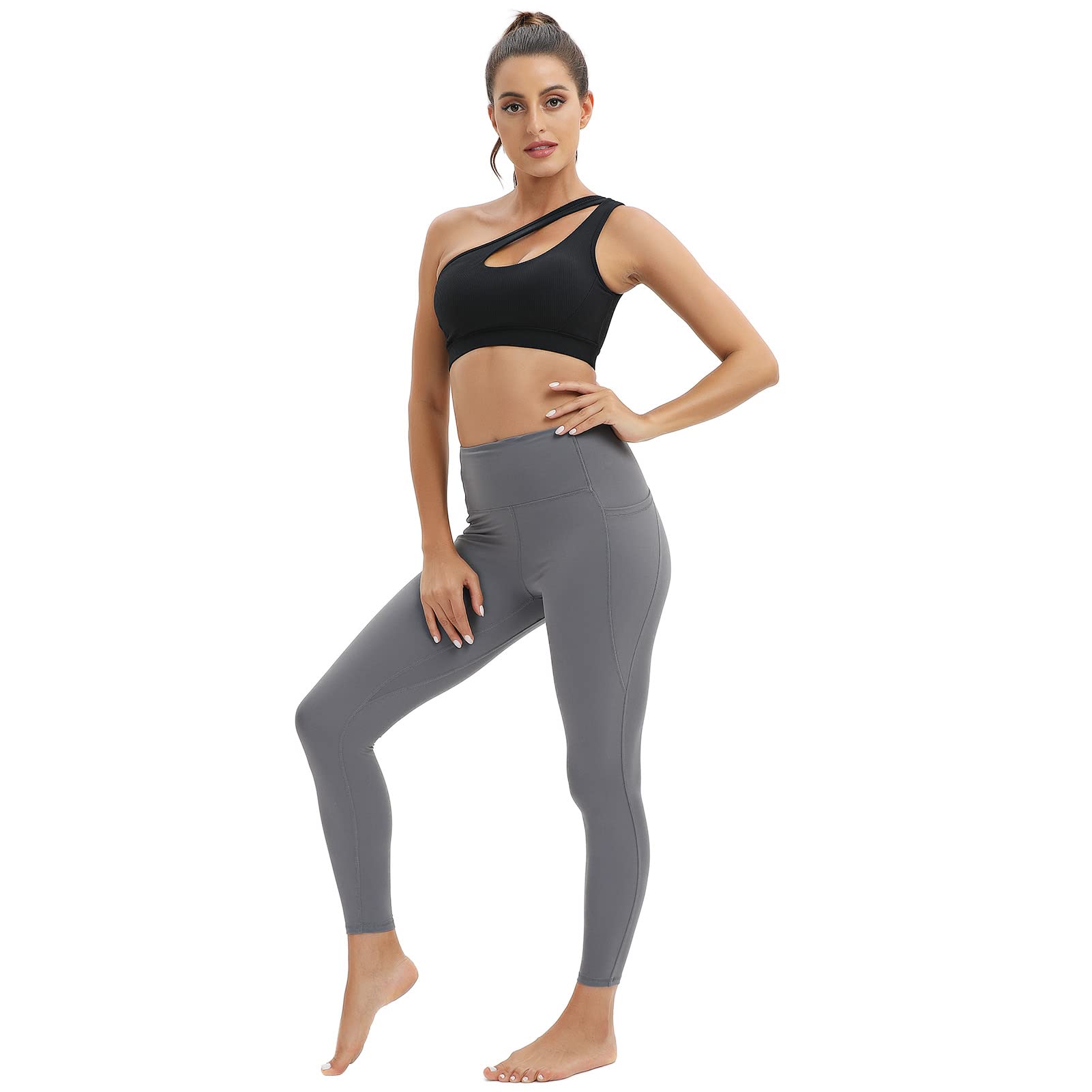 MATHACINO Women's One Shoulder Sports Bra - Sexy & Cute Medium Support Workout Top for Yoga, Gym & Running | Perfect for Fitness, Dance & Active Lifestyle